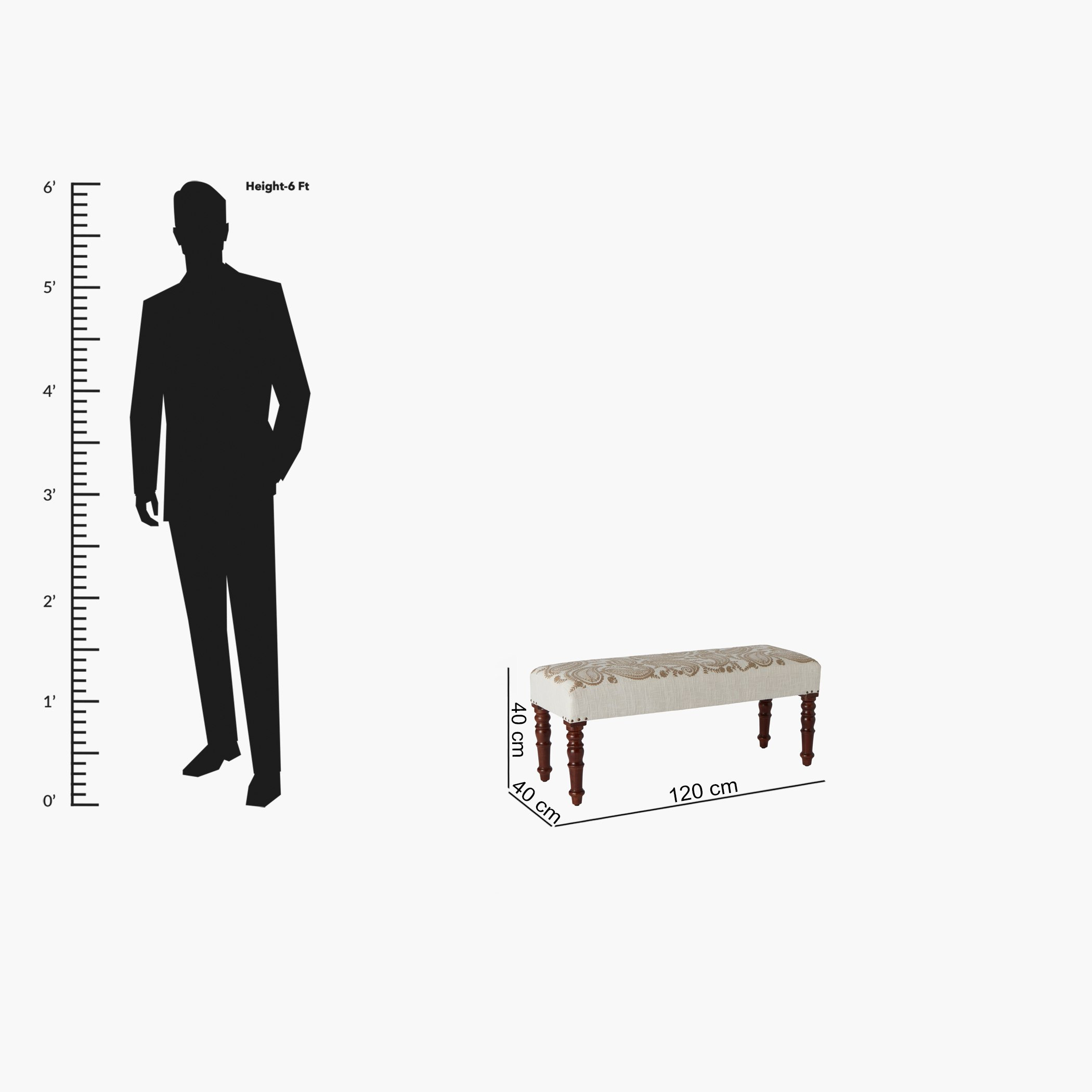 مقعد بنش بتطريز بيزلي من مهرجان إسنا - 40x120x40 سم -hbxfurniture-sofasandarmchairs-benches-image-10