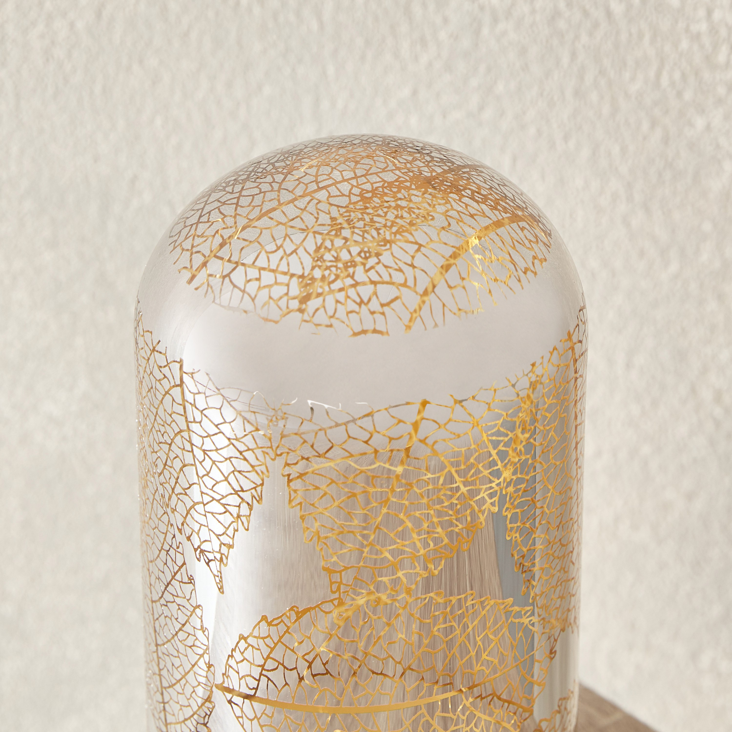Briar Leaf Cutout Domelike Nickle Glass LED Lamp - 8x8x15 cm-hbxlivingroom-decorandaccessories-candleholders-image-3