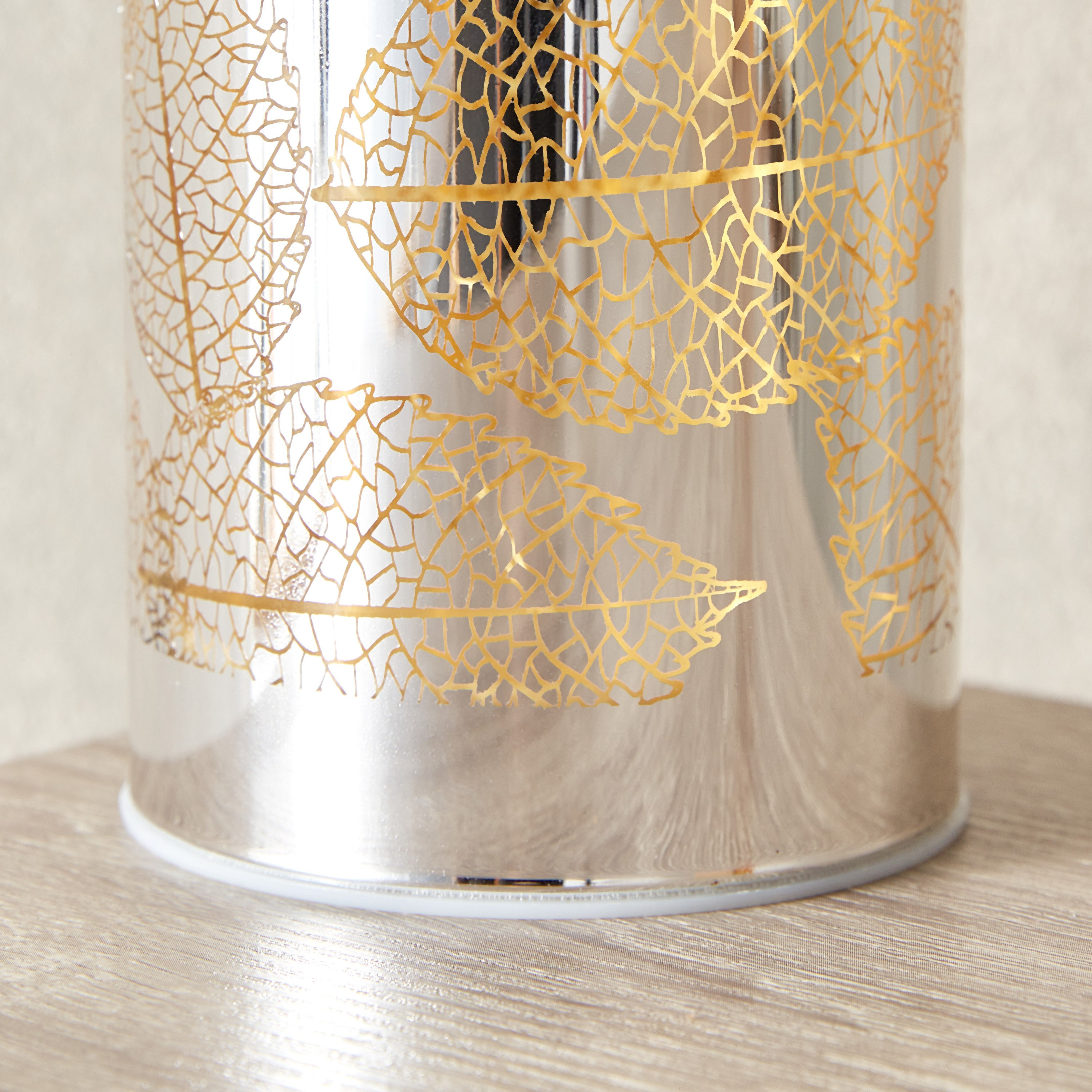 Briar Leaf Cutout Domelike Nickle Glass LED Lamp - 8x8x15 cm-hbxlivingroom-decorandaccessories-candleholders-image-4