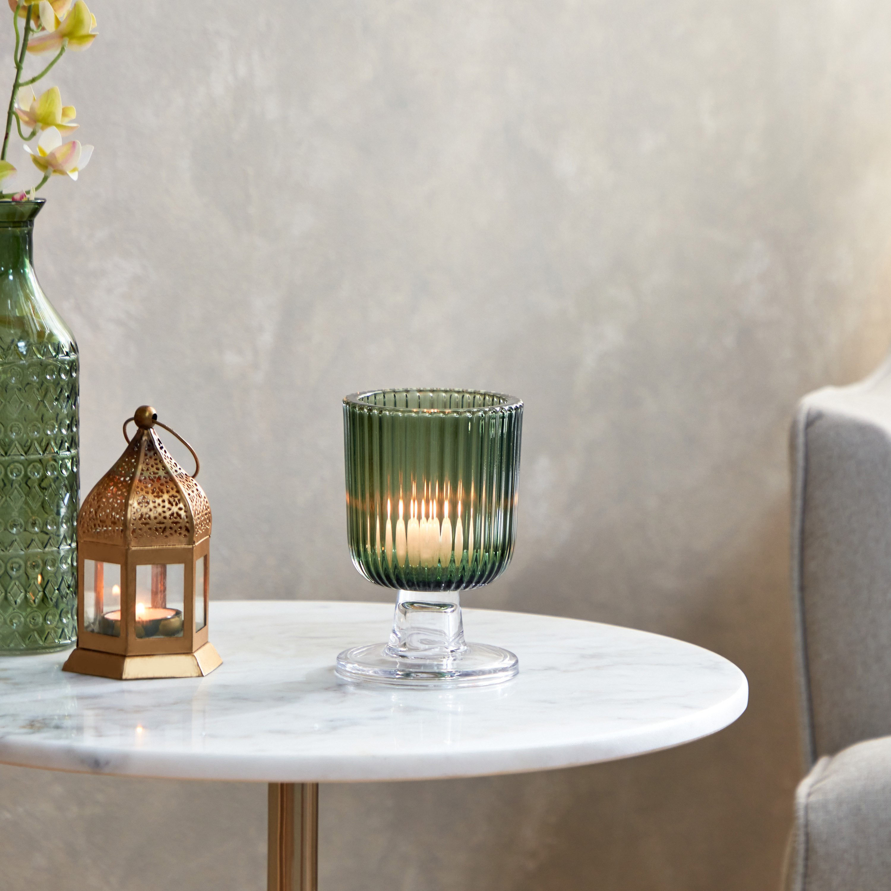 حامل شموع صغيرة زجاجي مضلع من بلينكو - 9x15 سم-hbxlivingroom-decorandaccessories-candleholders-image-1