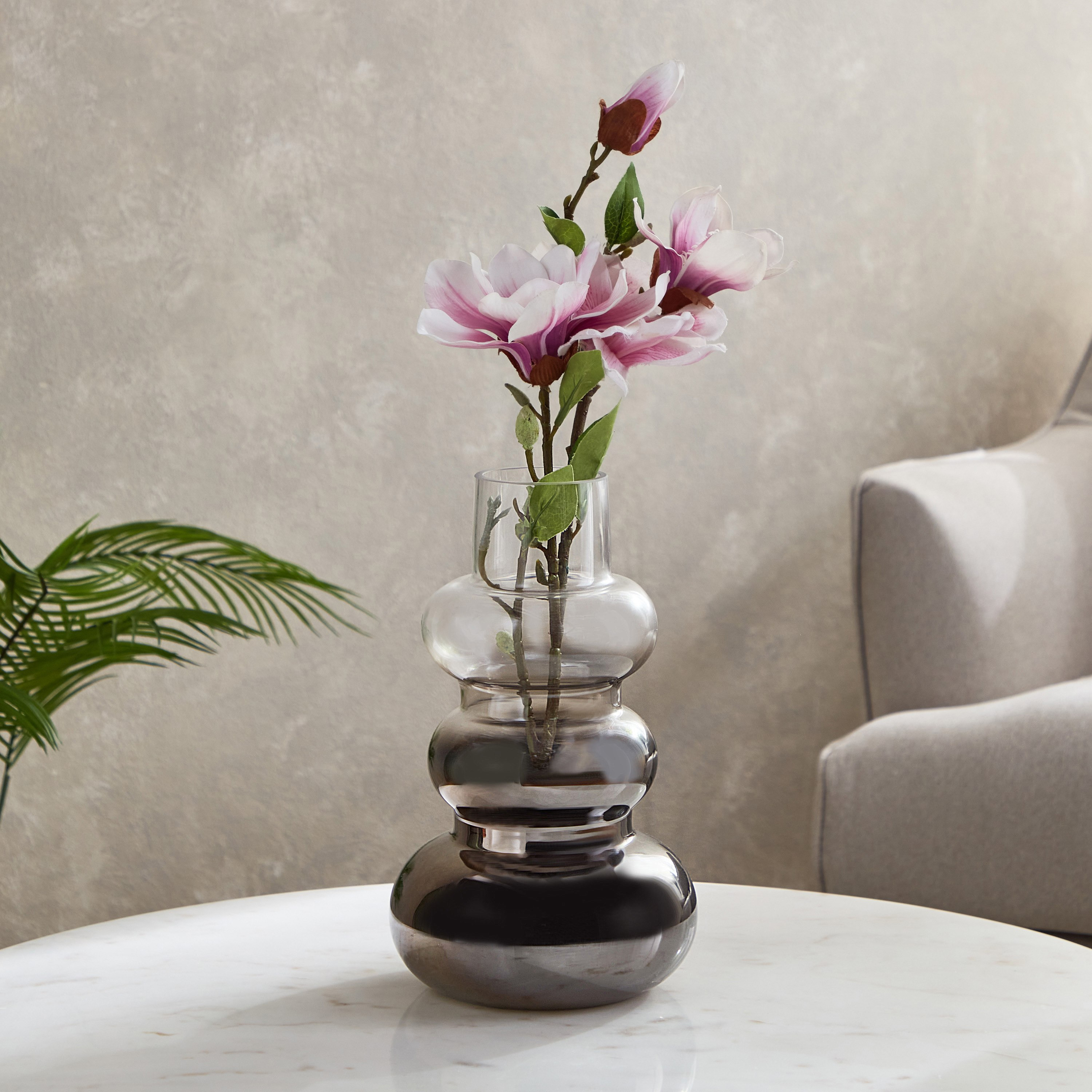 Blenko Semi Nickel Finish Glass Vase - 18x30 cm-hbxbedroom-decorandaccessories-vases-image-1