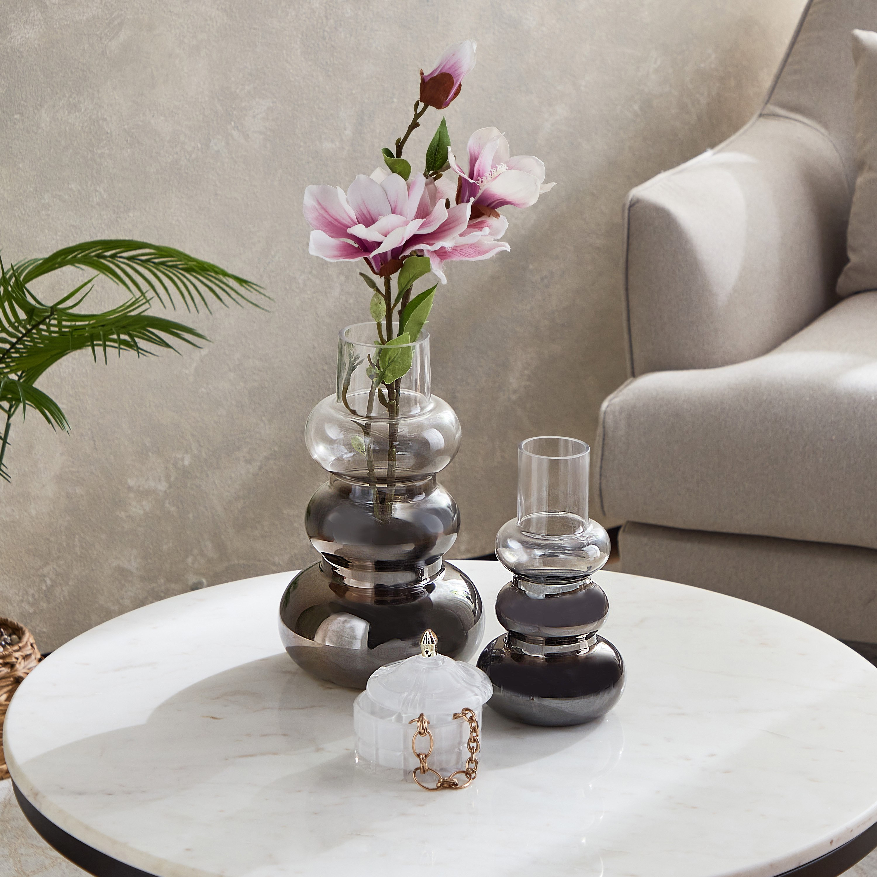 Blenko Semi Nickel Finish Glass Vase - 18x30 cm-hbxbedroom-decorandaccessories-vases-image-5