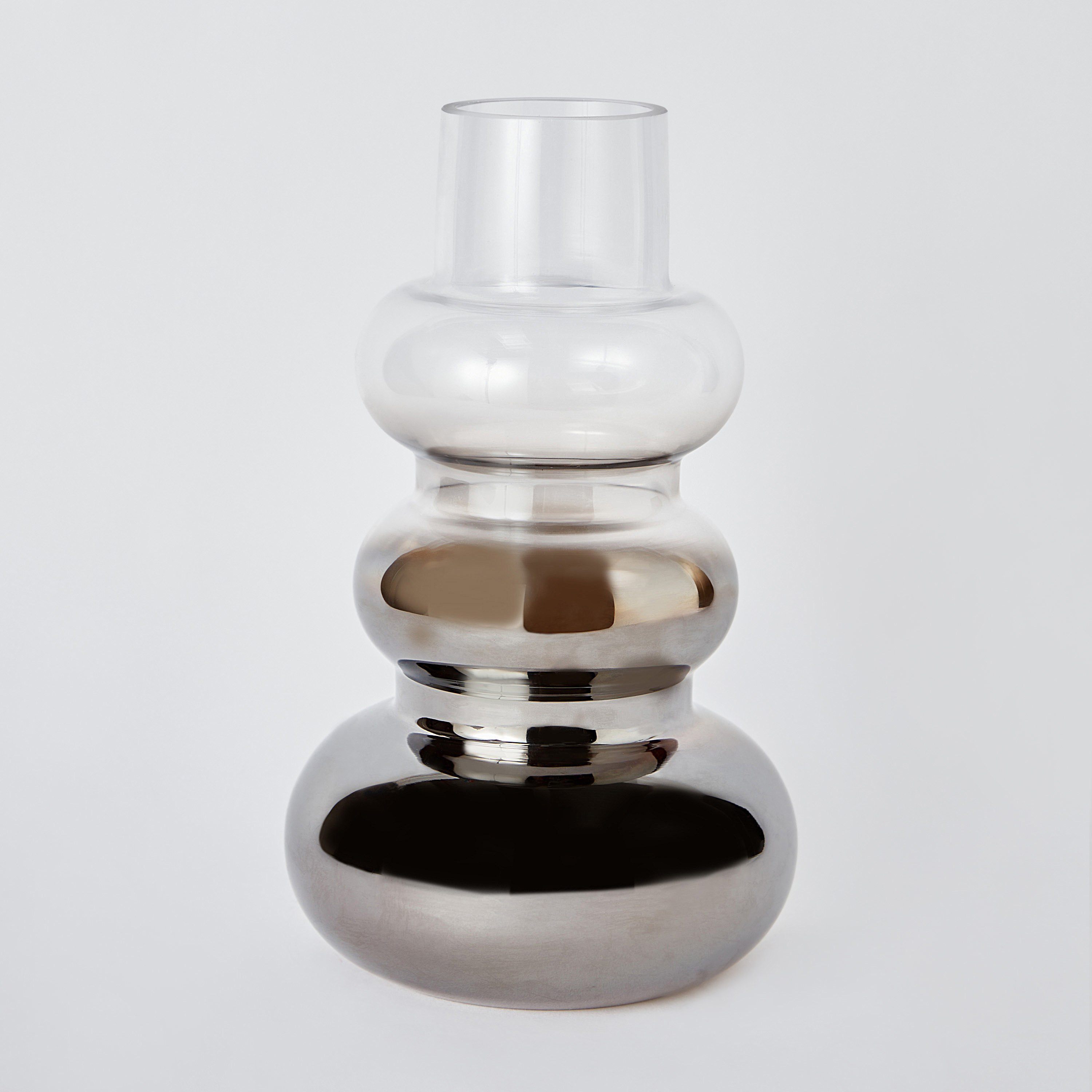 Blenko Semi Nickel Finish Glass Vase - 18x30 cm-hbxbedroom-decorandaccessories-vases-image-6