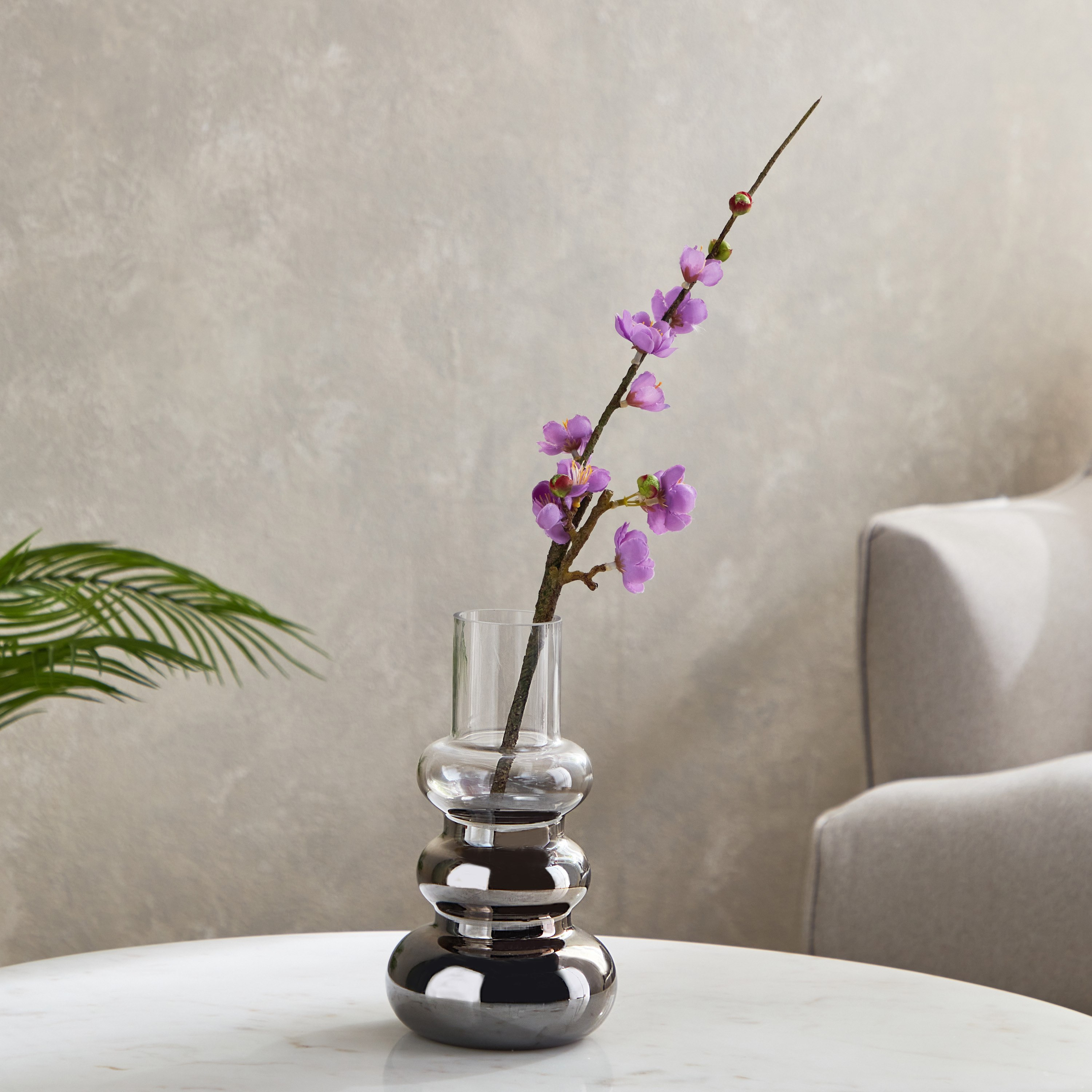 Blenko Semi Nickel Finish Glass Vase - 10x23 cm-hbxbedroom-decorandaccessories-vases-image-1