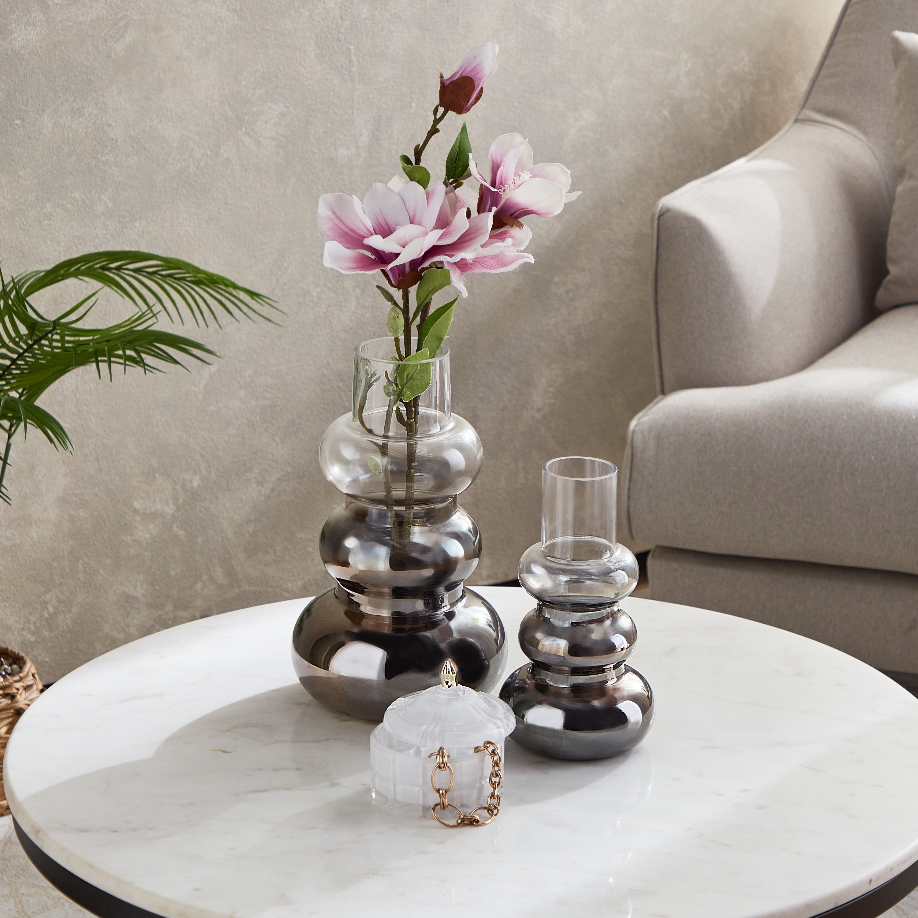 Blenko Semi Nickel Finish Glass Vase - 10x23 cm-hbxbedroom-decorandaccessories-vases-image-5