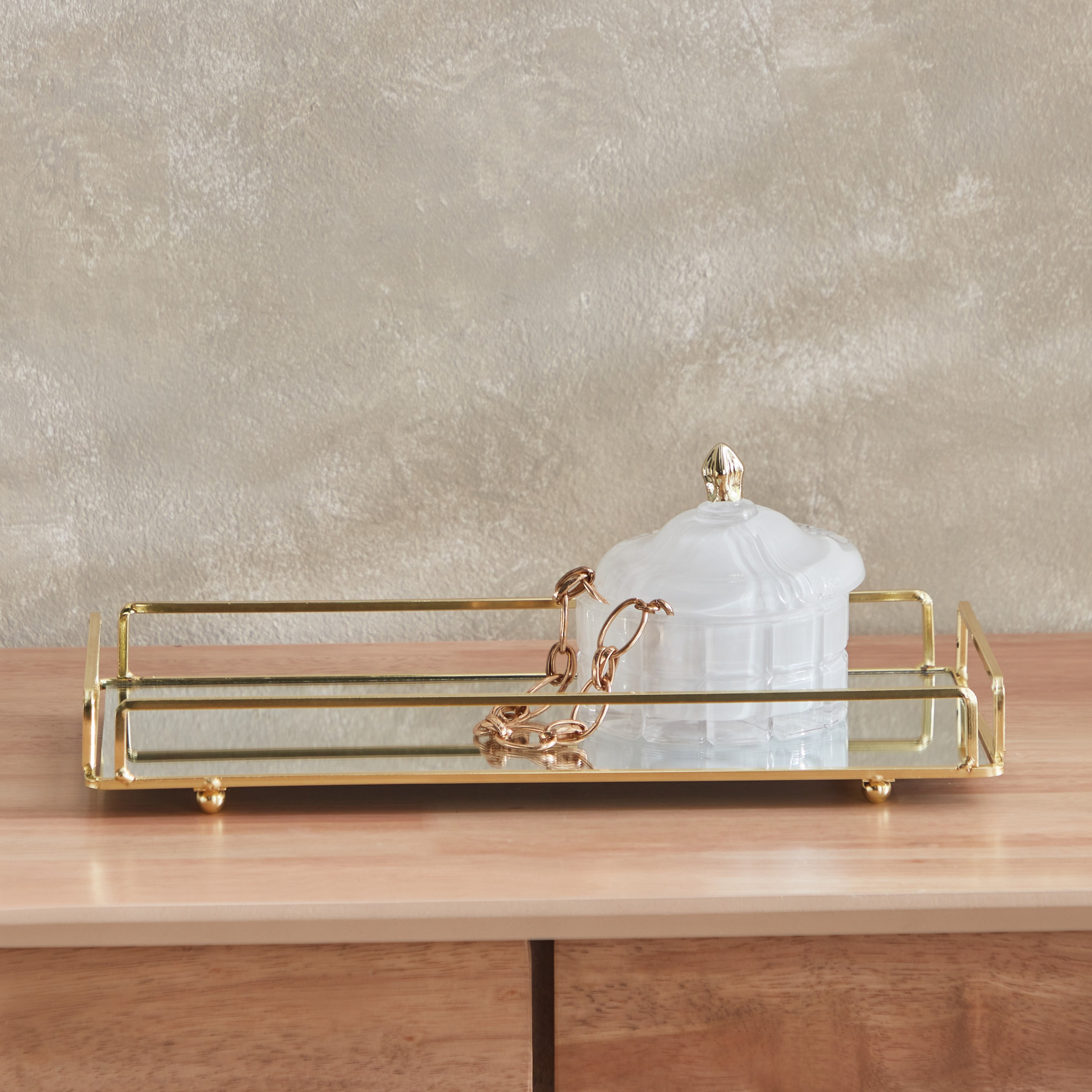 Blenko Glass Tray with Metal Handles - 34x16x4 cm-hbxhomeware-hbxdecorandfurnishings-image-1