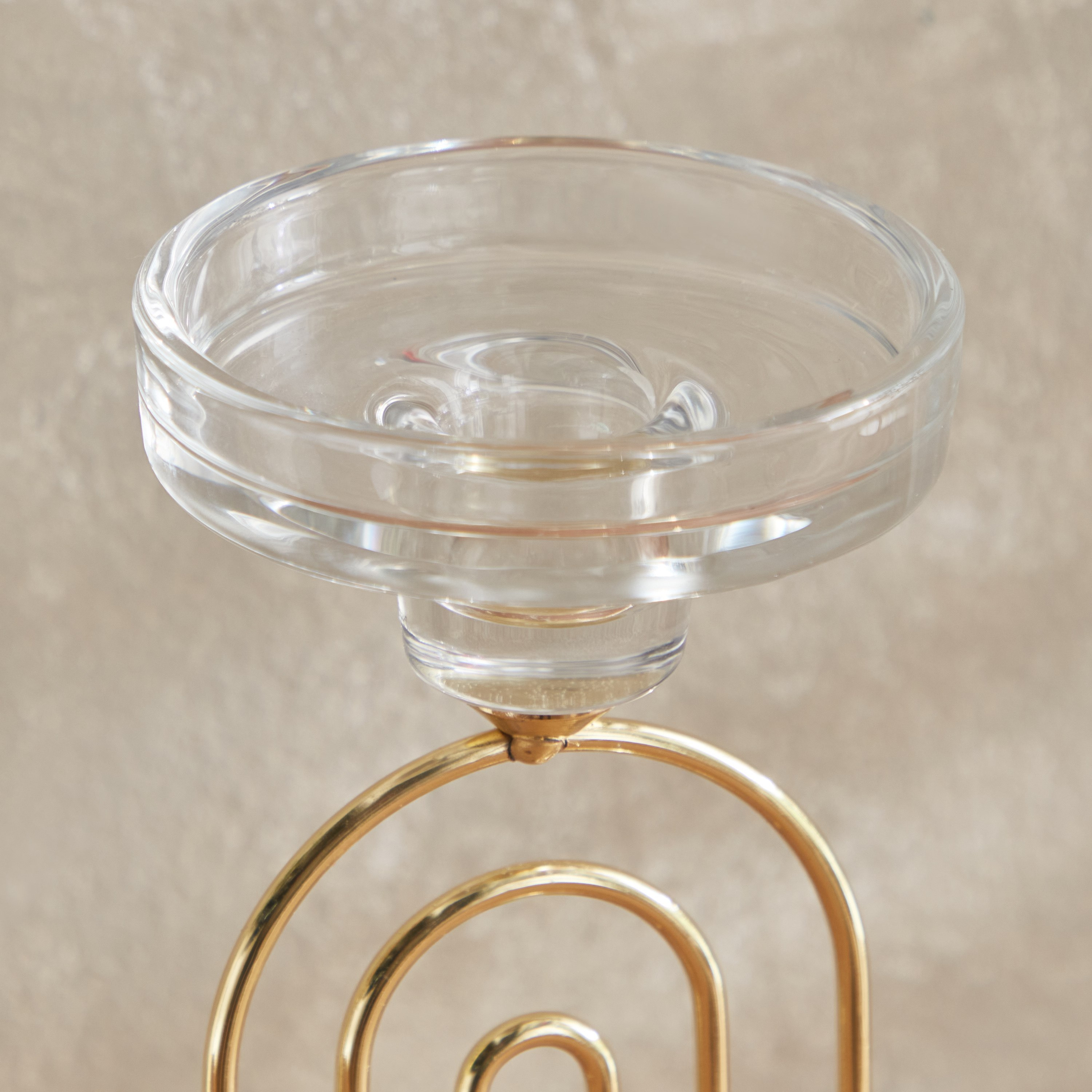 حامل شموع معدن مضلع بسطح زجاجي من بلينكو - 7.8x6x26.1 سم-hbxlivingroom-decorandaccessories-candleholders-image-3