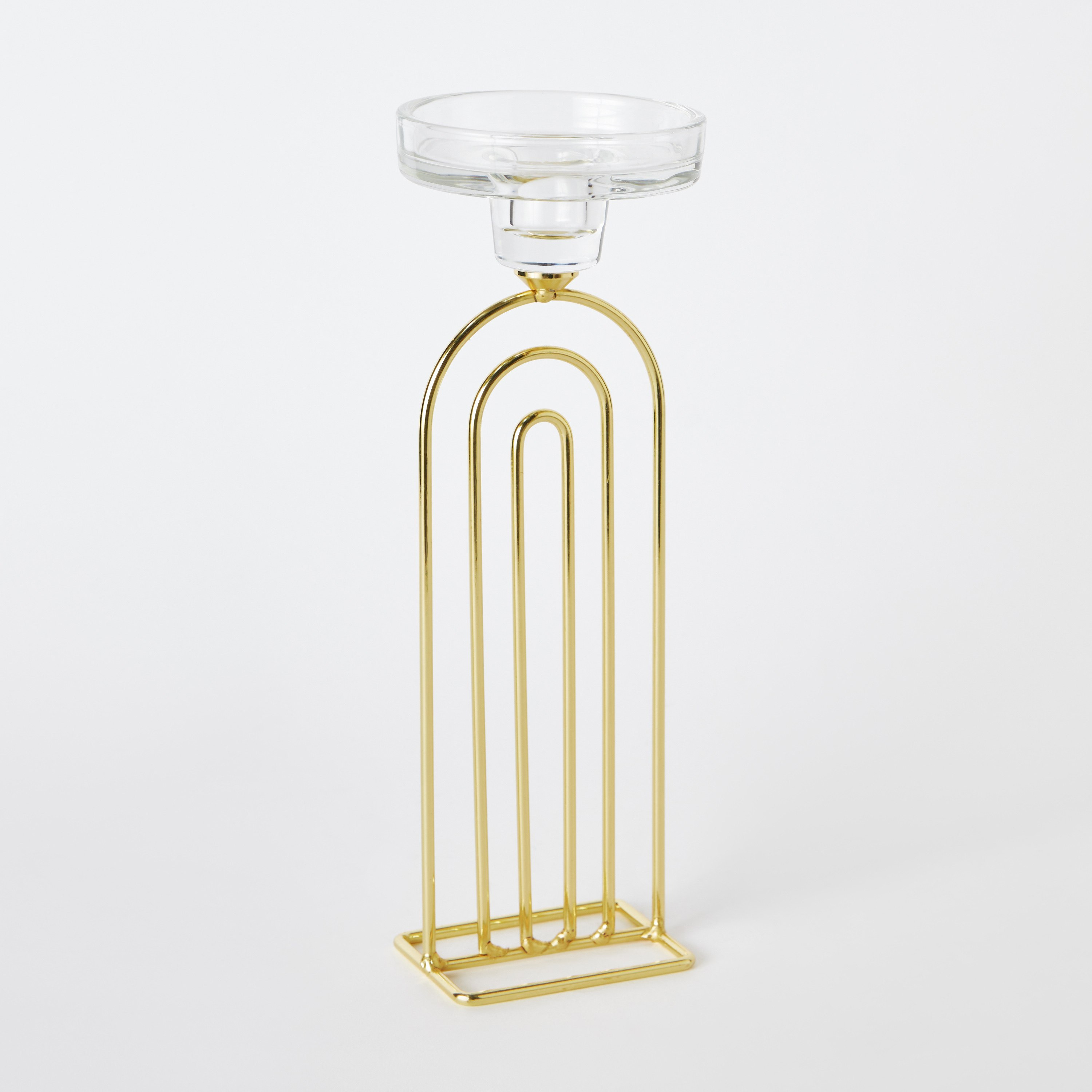 حامل شموع معدن مضلع بسطح زجاجي من بلينكو - 7.8x6x26.1 سم-hbxlivingroom-decorandaccessories-candleholders-image-6