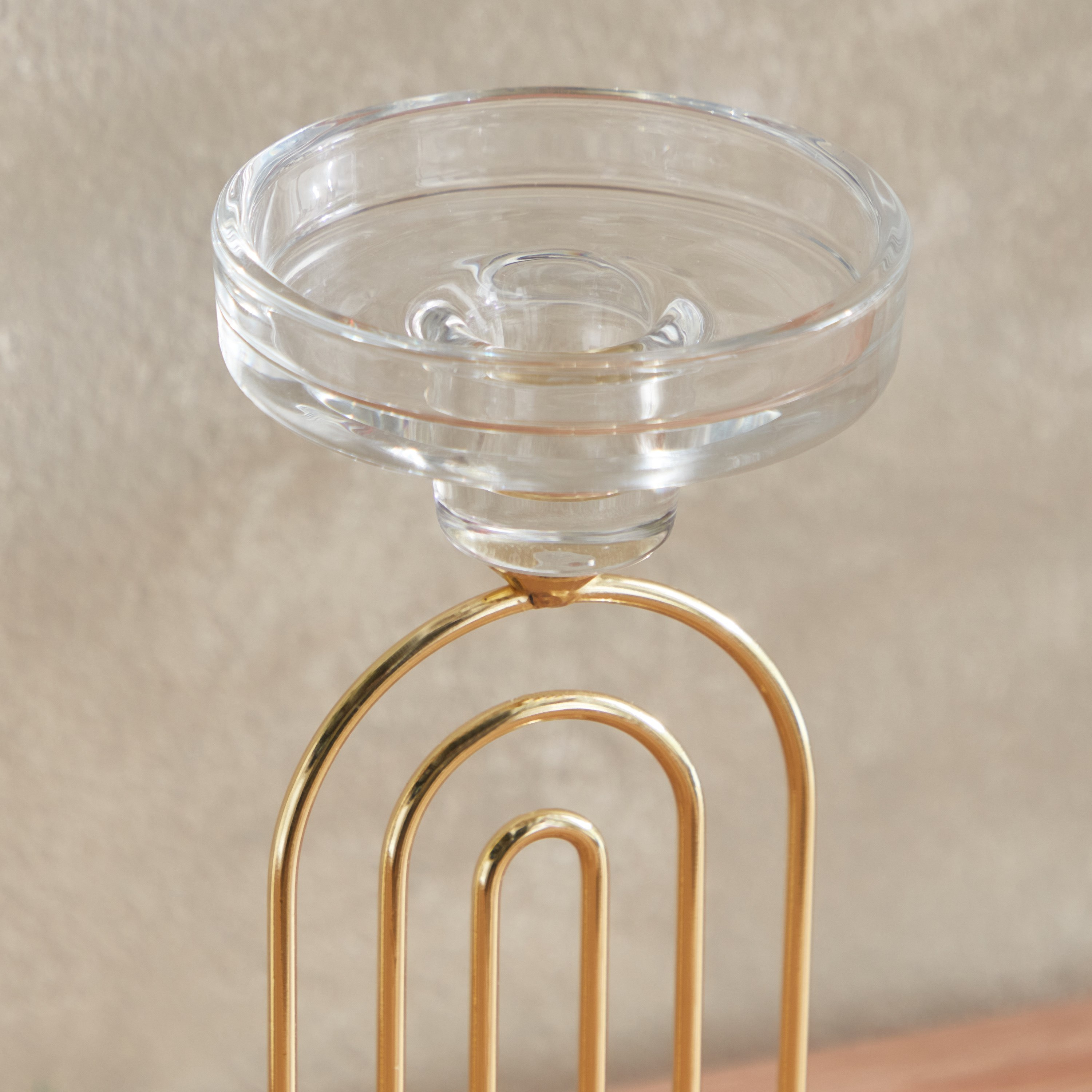 حامل شموع معدن مضلع بسطح زجاجي من بلينكو - 7.8x6x22.8 سم-hbxlivingroom-decorandaccessories-candleholders-image-3