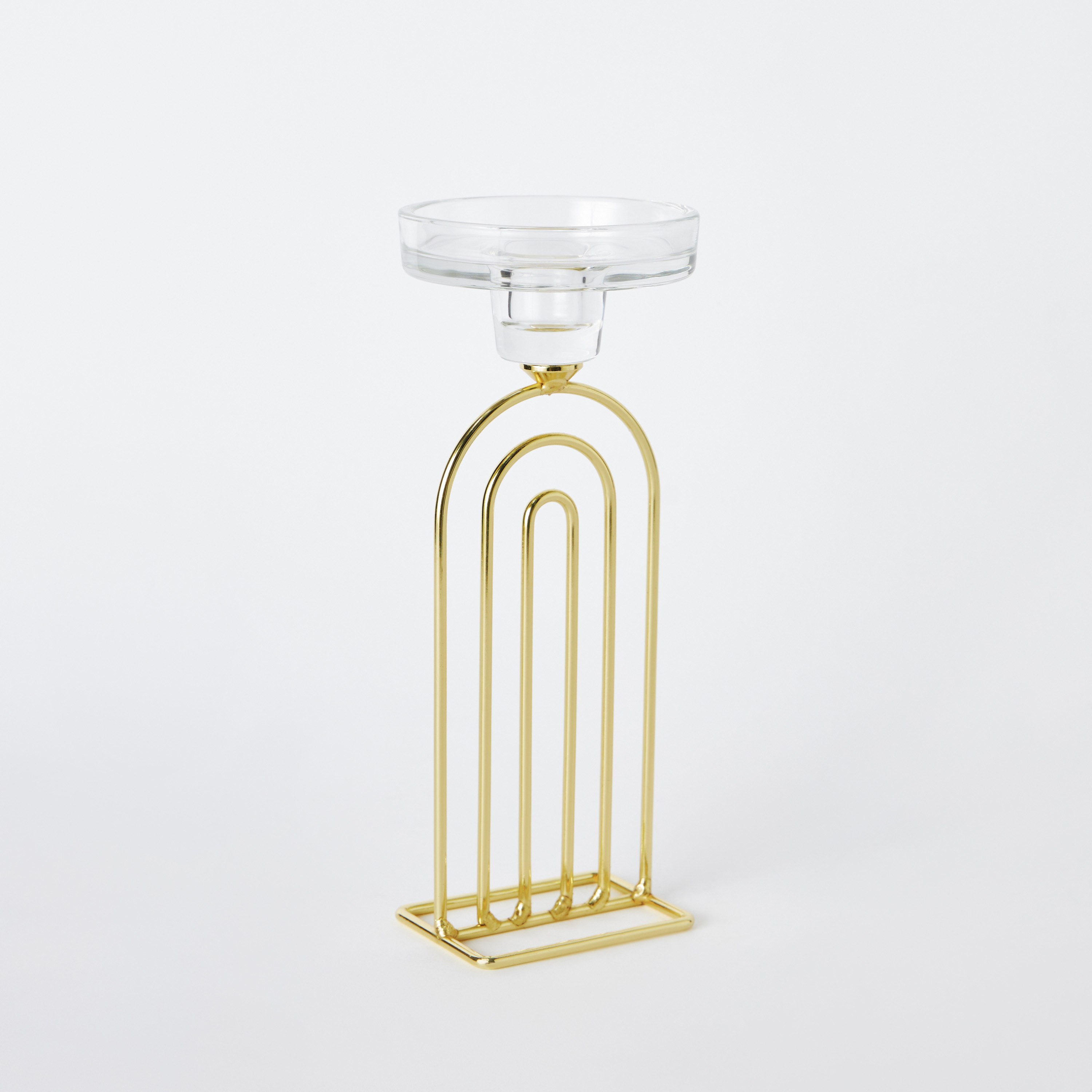 حامل شموع معدن مضلع بسطح زجاجي من بلينكو - 7.8x6x22.8 سم-hbxlivingroom-decorandaccessories-candleholders-image-6