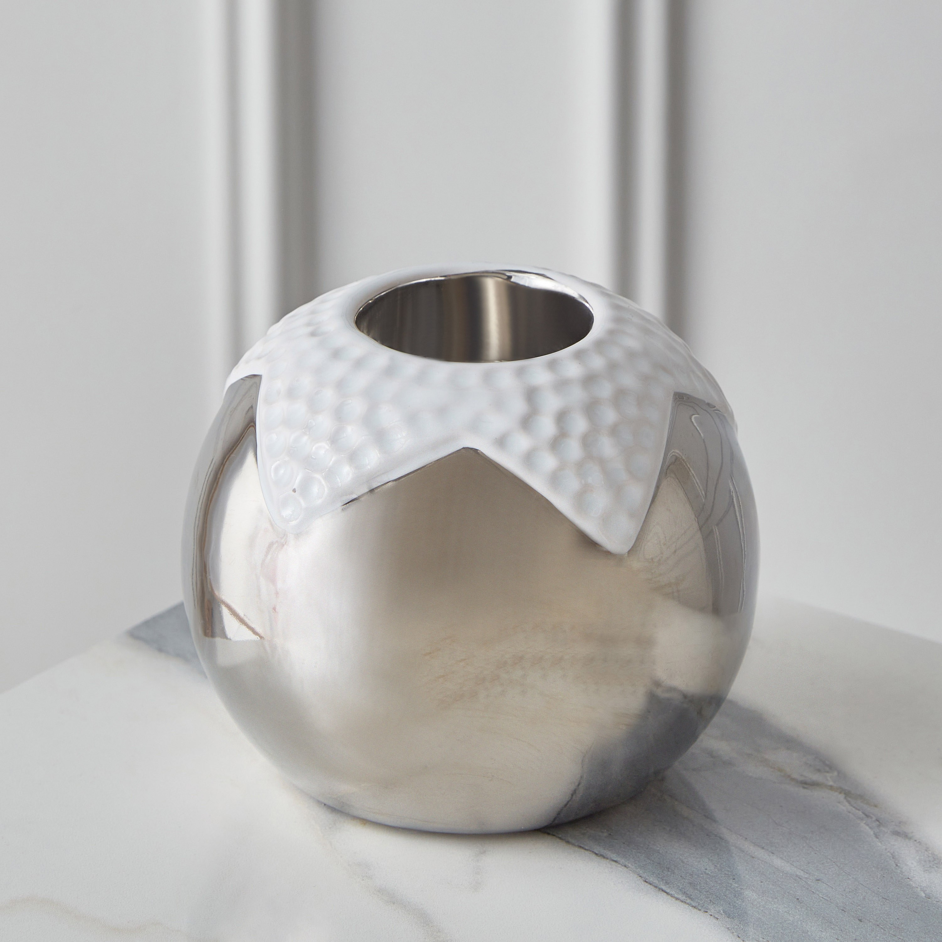 Castil Nickel and Ceramic Round Candleholder - 11x11x9 cm-hbxlivingroom-decorandaccessories-candleholders-image-2