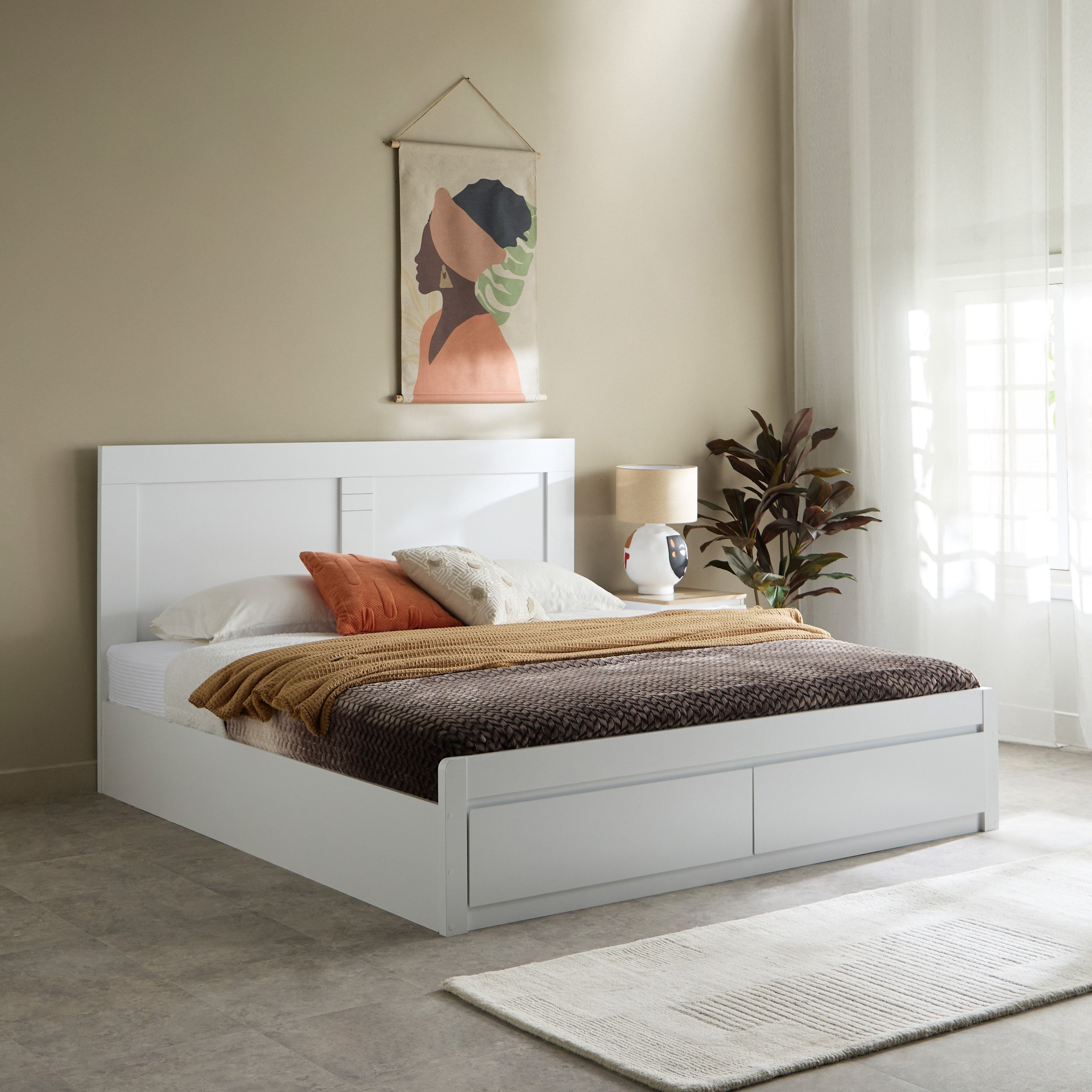 Movo Kulltorp Boomer King Bed with 2 Front Drawer Storage - 180x200 cm-hbxfurniture-bedsandbedsets-beds-king-image-1