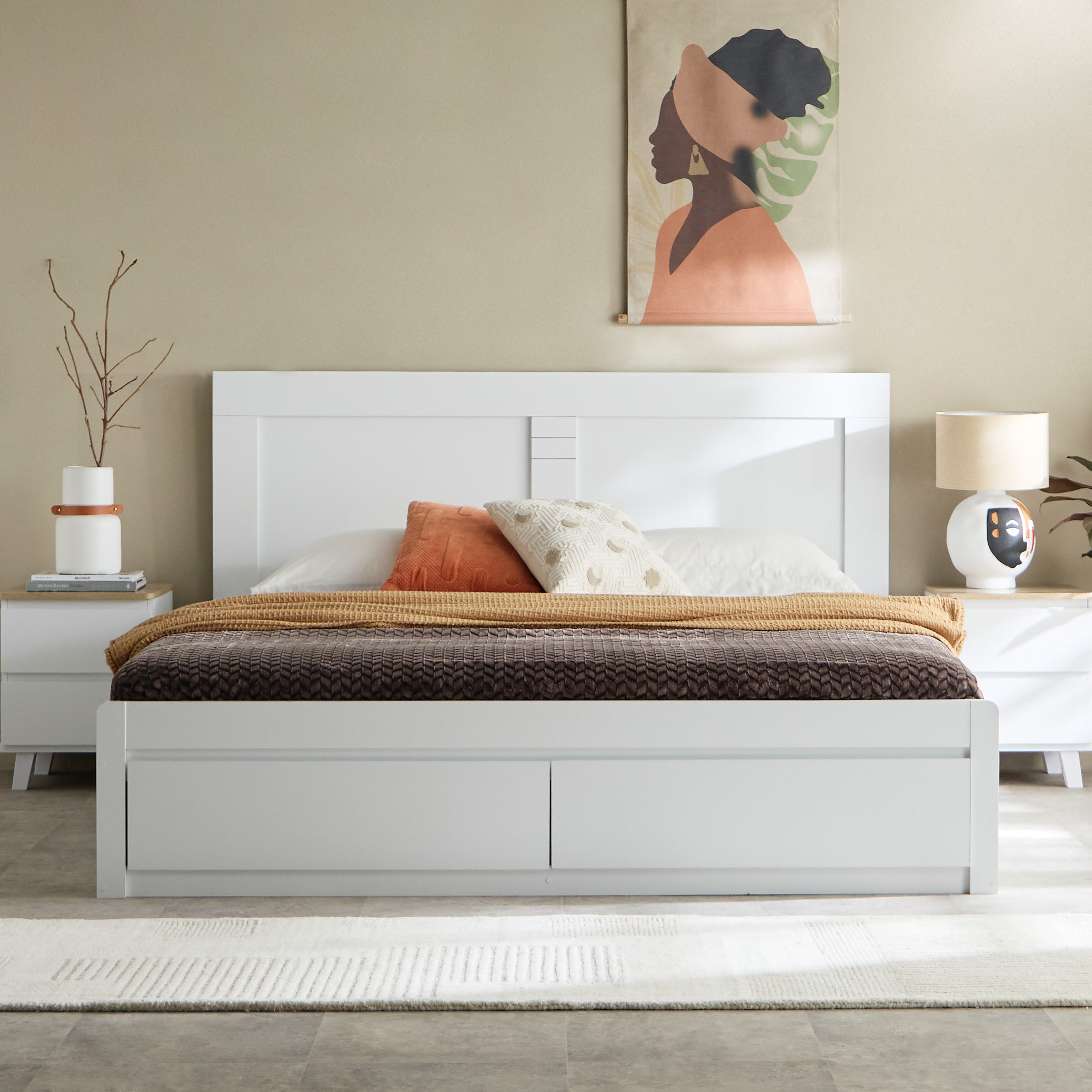 Movo Kulltorp Boomer King Bed with 2 Front Drawer Storage - 180x200 cm-hbxfurniture-bedsandbedsets-beds-king-image-2