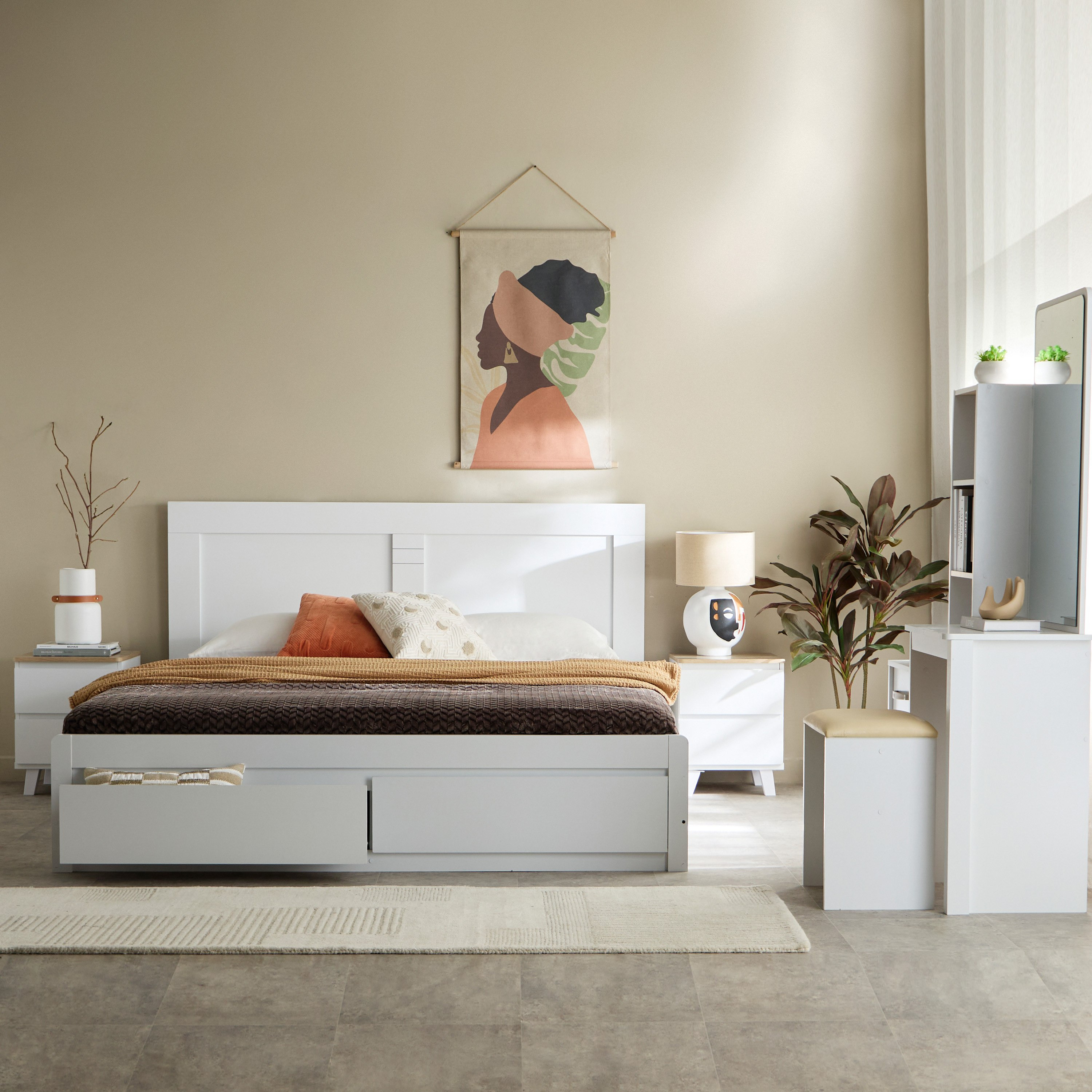 Movo Kulltorp Boomer King Bed with 2 Front Drawer Storage - 180x200 cm-hbxfurniture-bedsandbedsets-beds-king-image-7