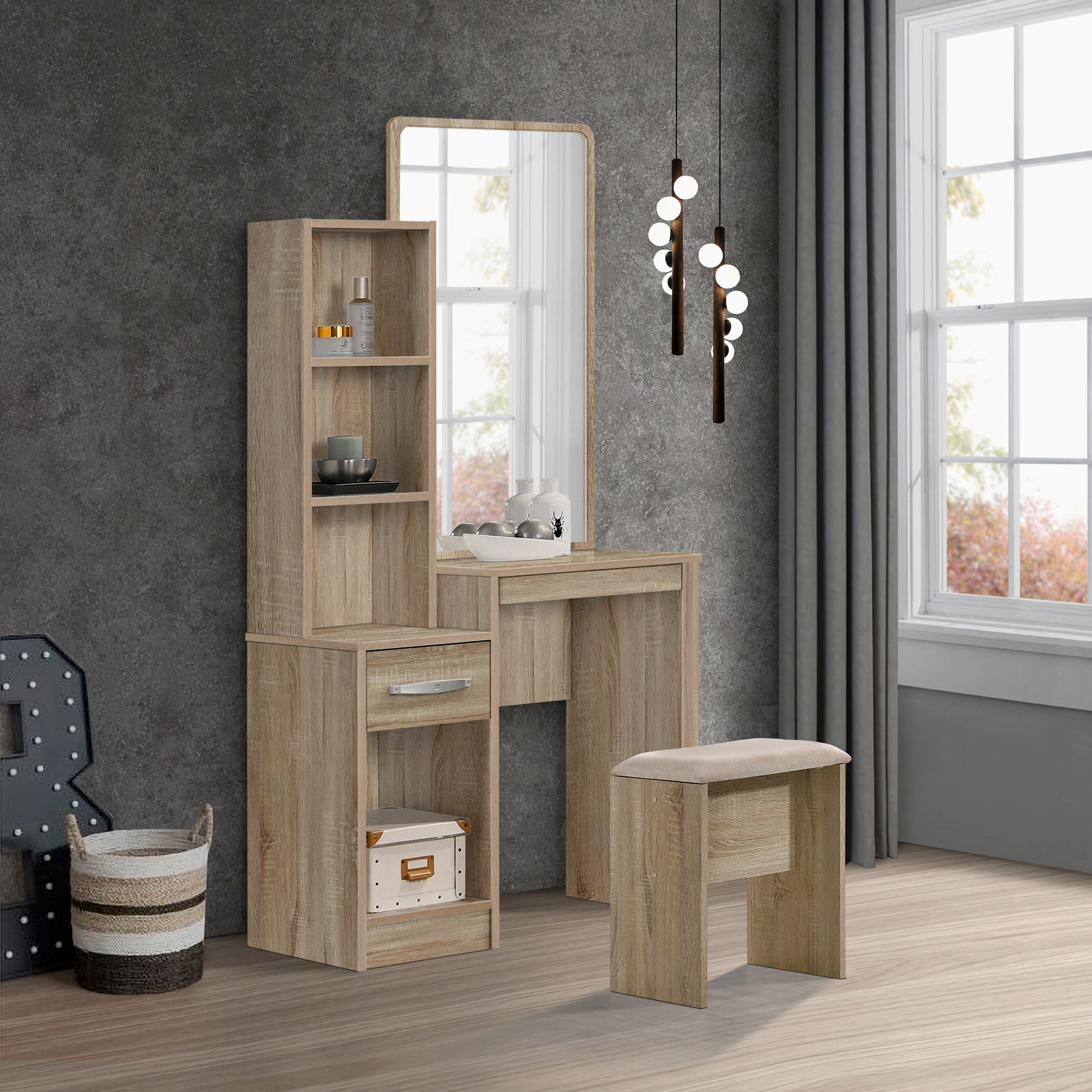 طاولة تزيين مع مرآة ومقعد - كولتورب بلس من موڤو-hbxfurniture-bedroom-dressersandmirrors-image-1
