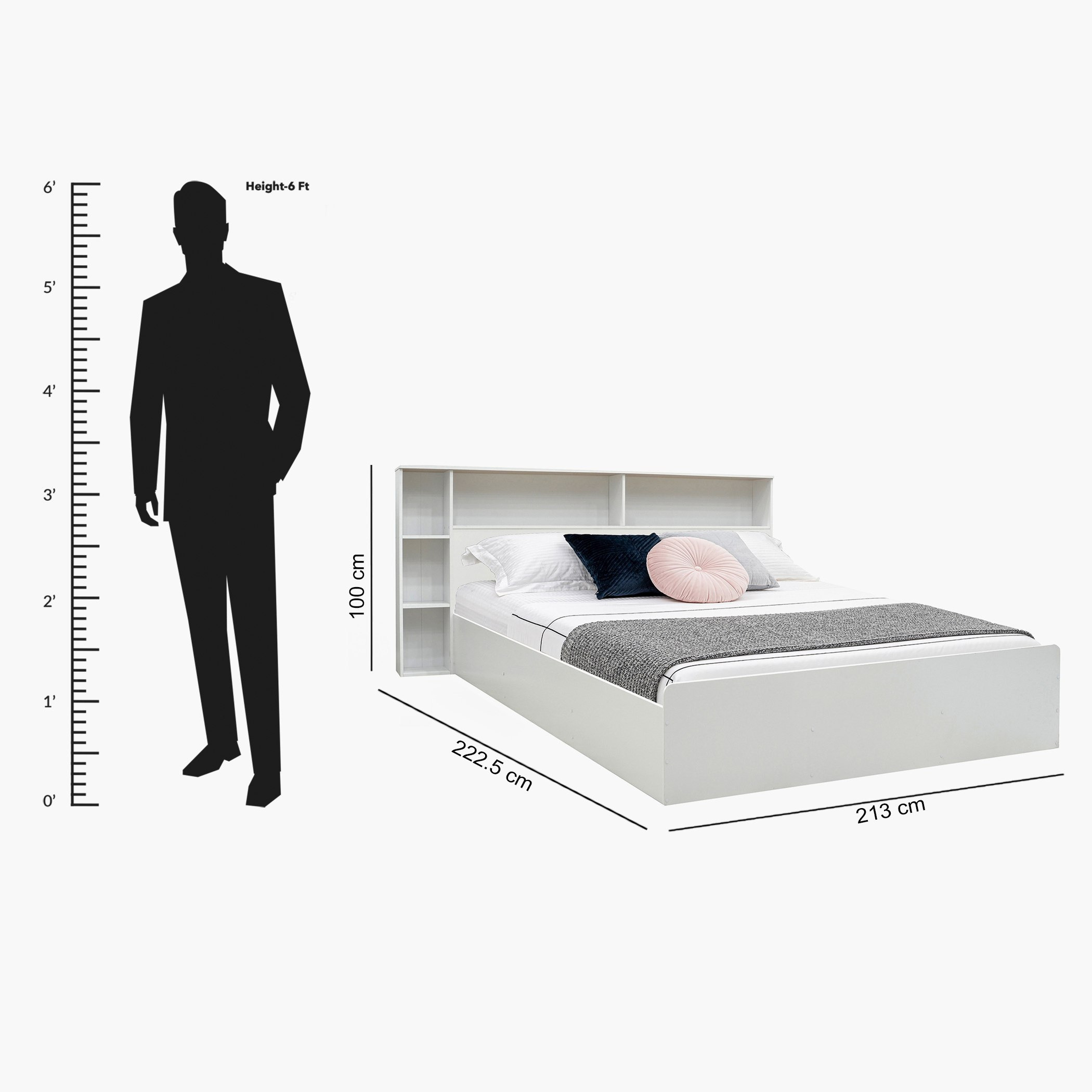 Movo Kulltorp Shelva King Bed with Side Storage - 180x200 cm-hbxfurniture-bedsandbedsets-beds-king-image-8