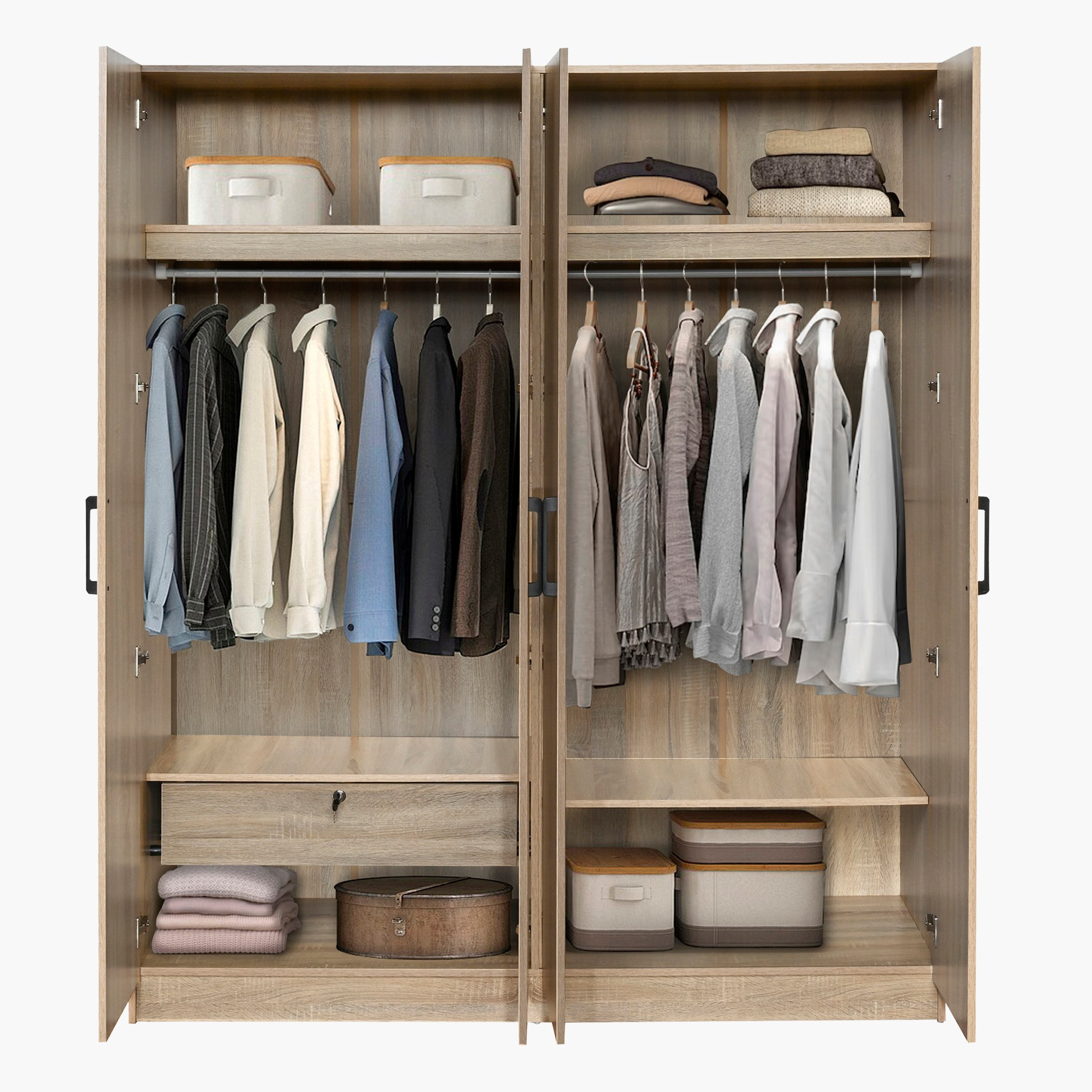 خزانة ملابس 4 أبواب مع مرآة ودرج بقفل - أواسيس كامبريدج من موڤو-hbxfurniture-wardrobes-image-4