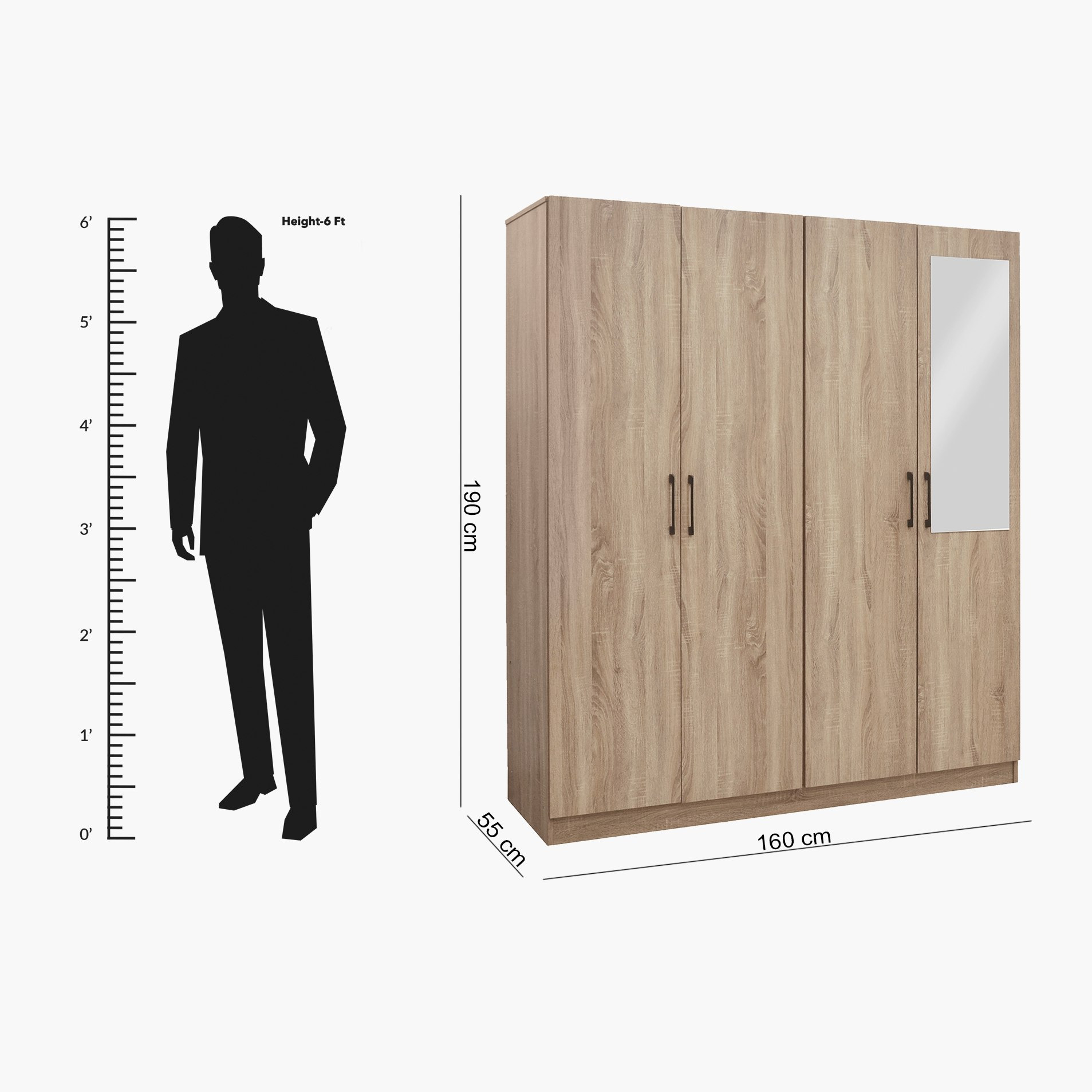 خزانة ملابس 4 أبواب مع مرآة ودرج بقفل - أواسيس كامبريدج من موڤو-hbxfurniture-wardrobes-image-9