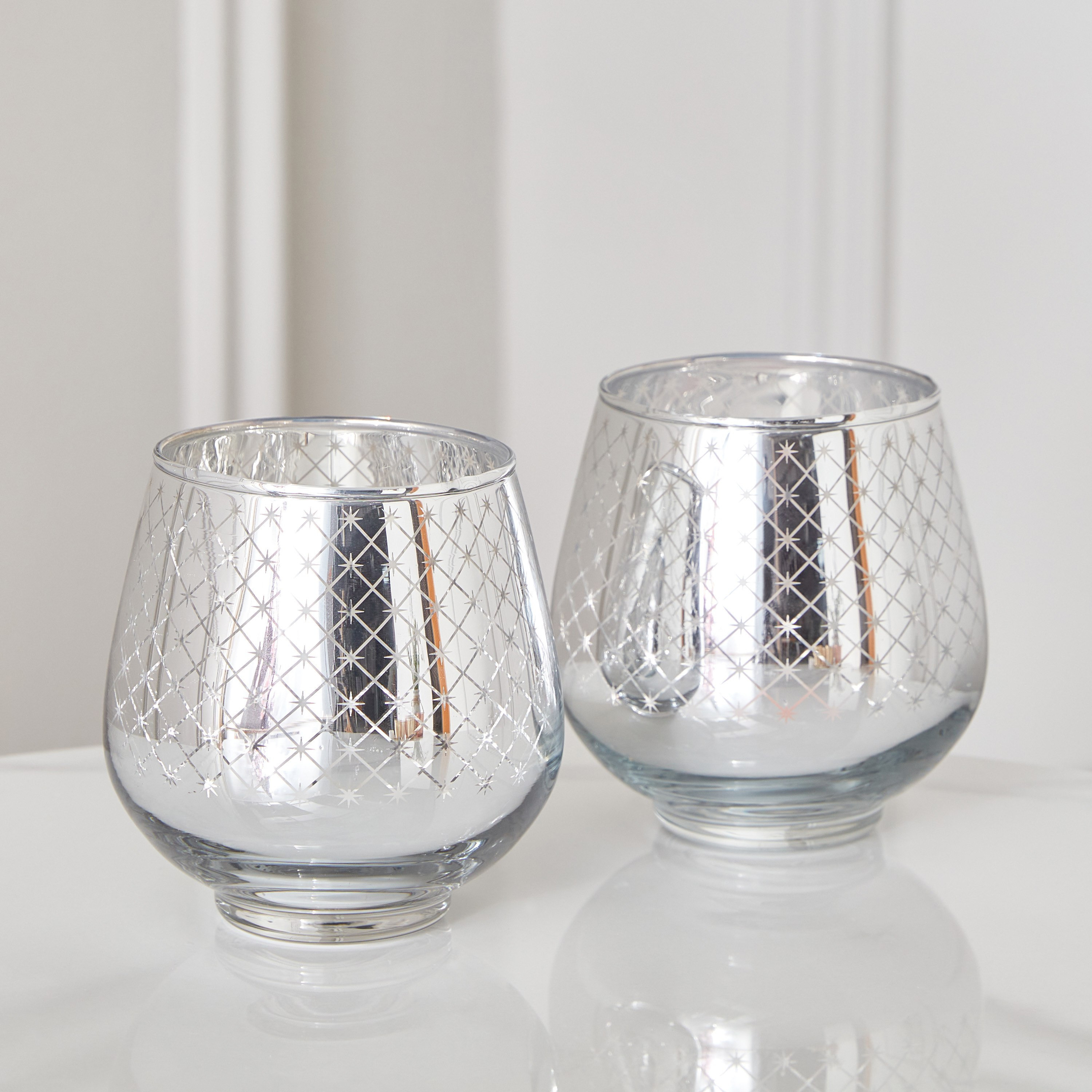 حامل شموع زجاجي قطعتين من مريا - 9x9.5 سم-hbxlivingroom-decorandaccessories-candleholders-image-2