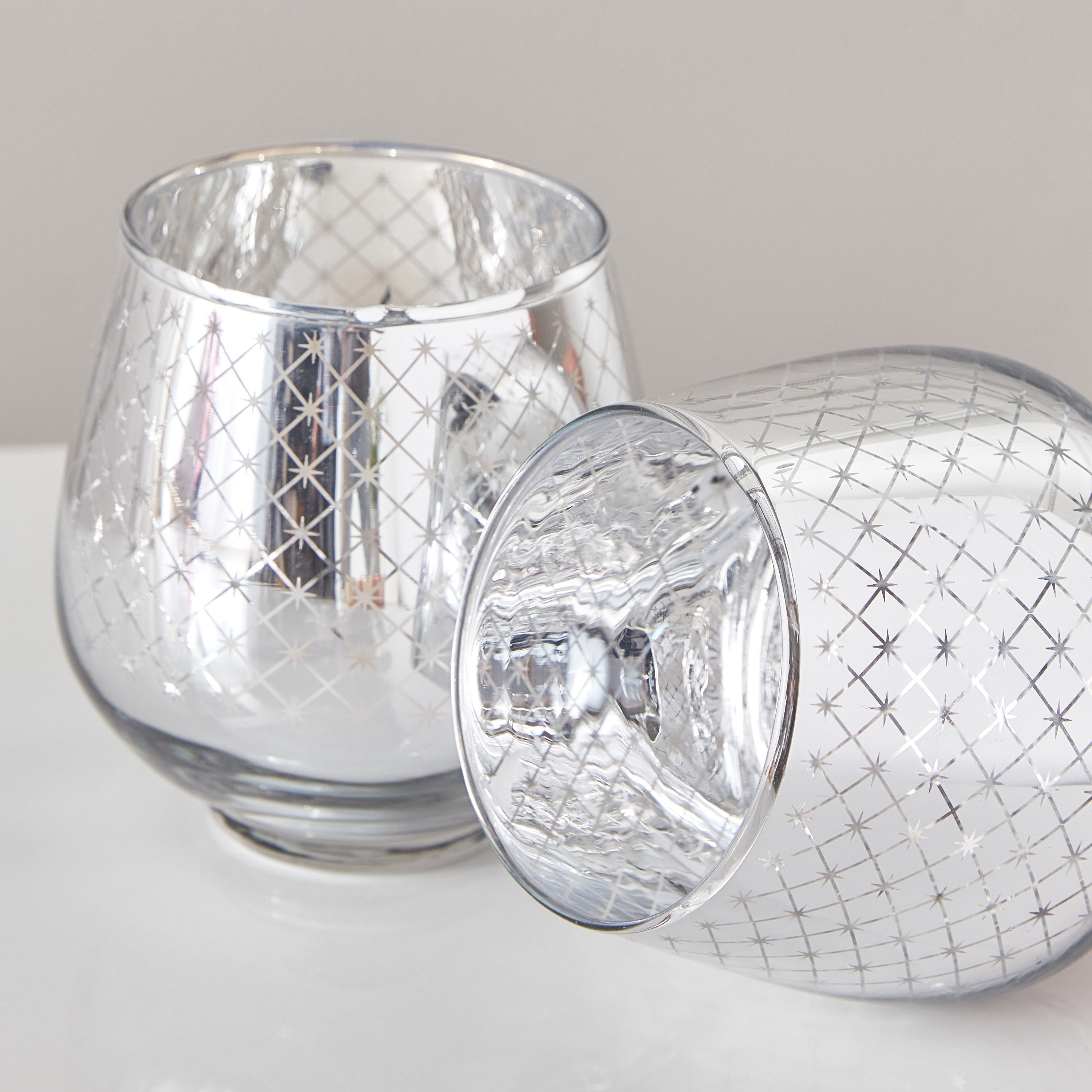 حامل شموع زجاجي قطعتين من مريا - 9x9.5 سم-hbxlivingroom-decorandaccessories-candleholders-image-3