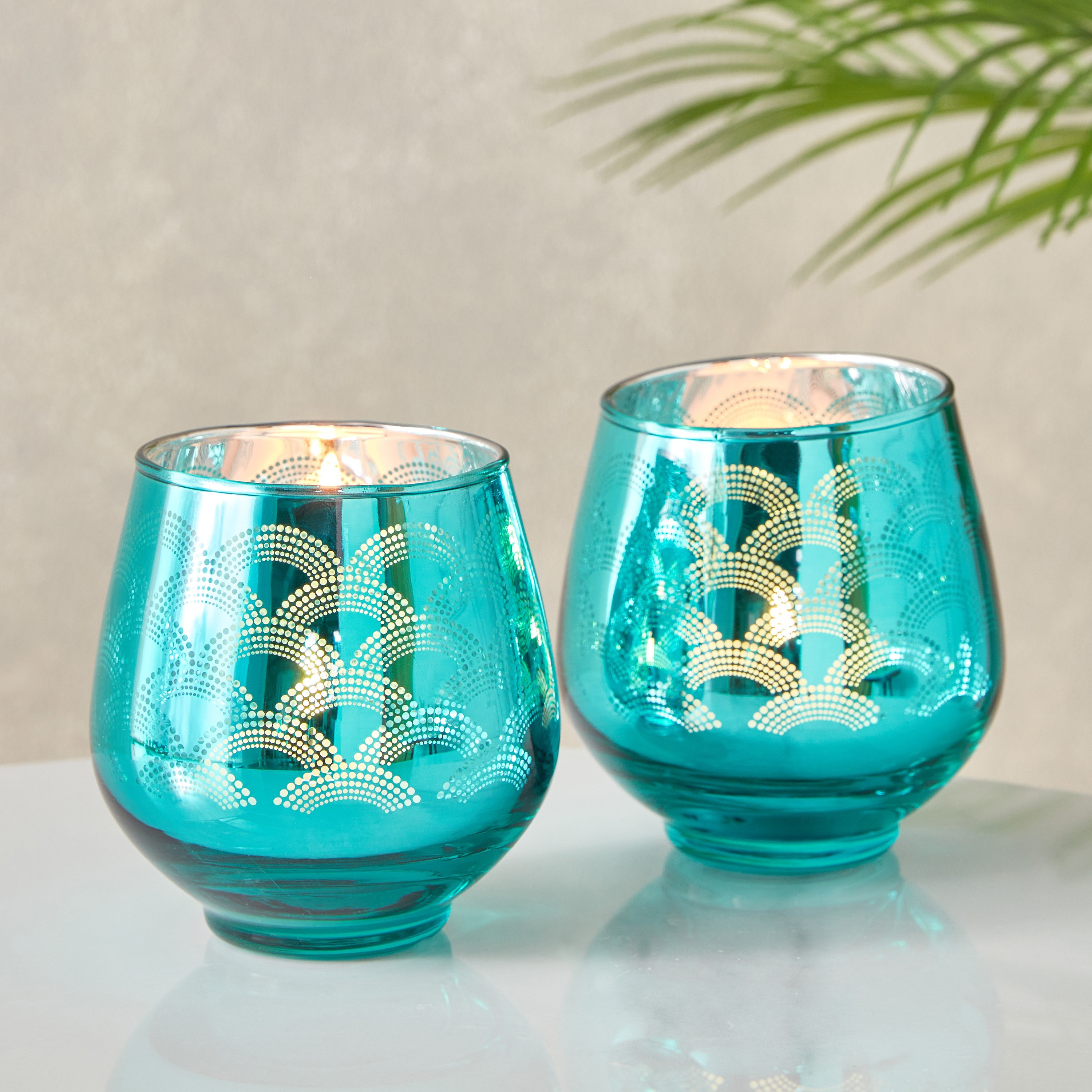 Mreya 2-Piece Glass Candleholder - 9x9.5 cm-hbxlivingroom-decorandaccessories-candleholders-image-1