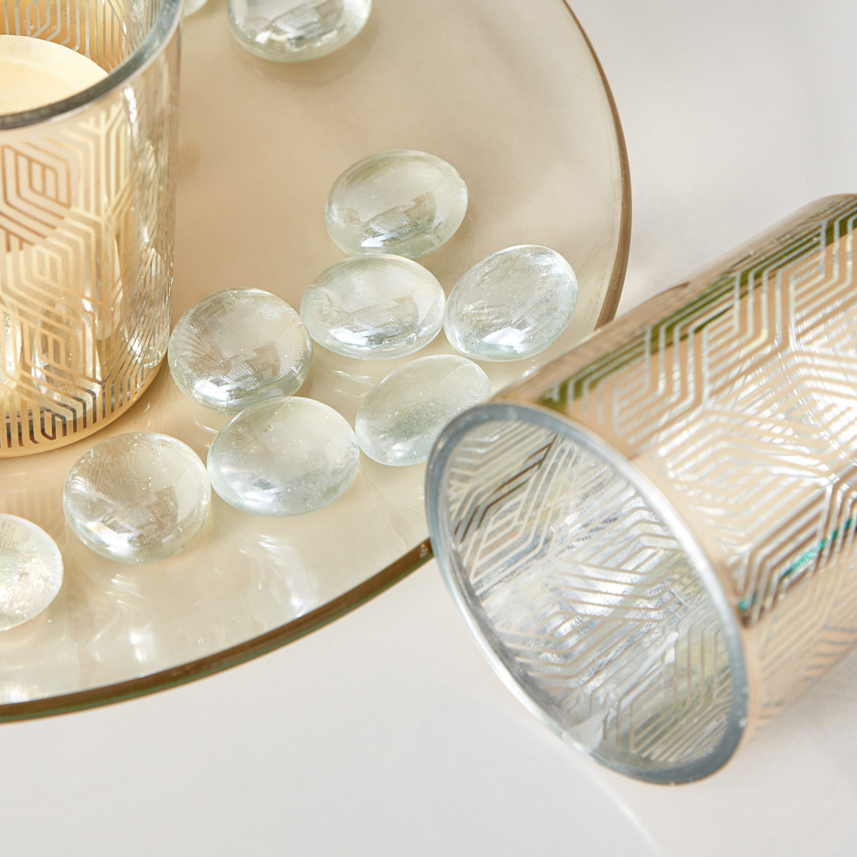 طقم حاملات شموع زجاجية 3 قطع مع صينية زجاجية مستديرة من ميريا-hbxlivingroom-decorandaccessories-candleholders-image-5