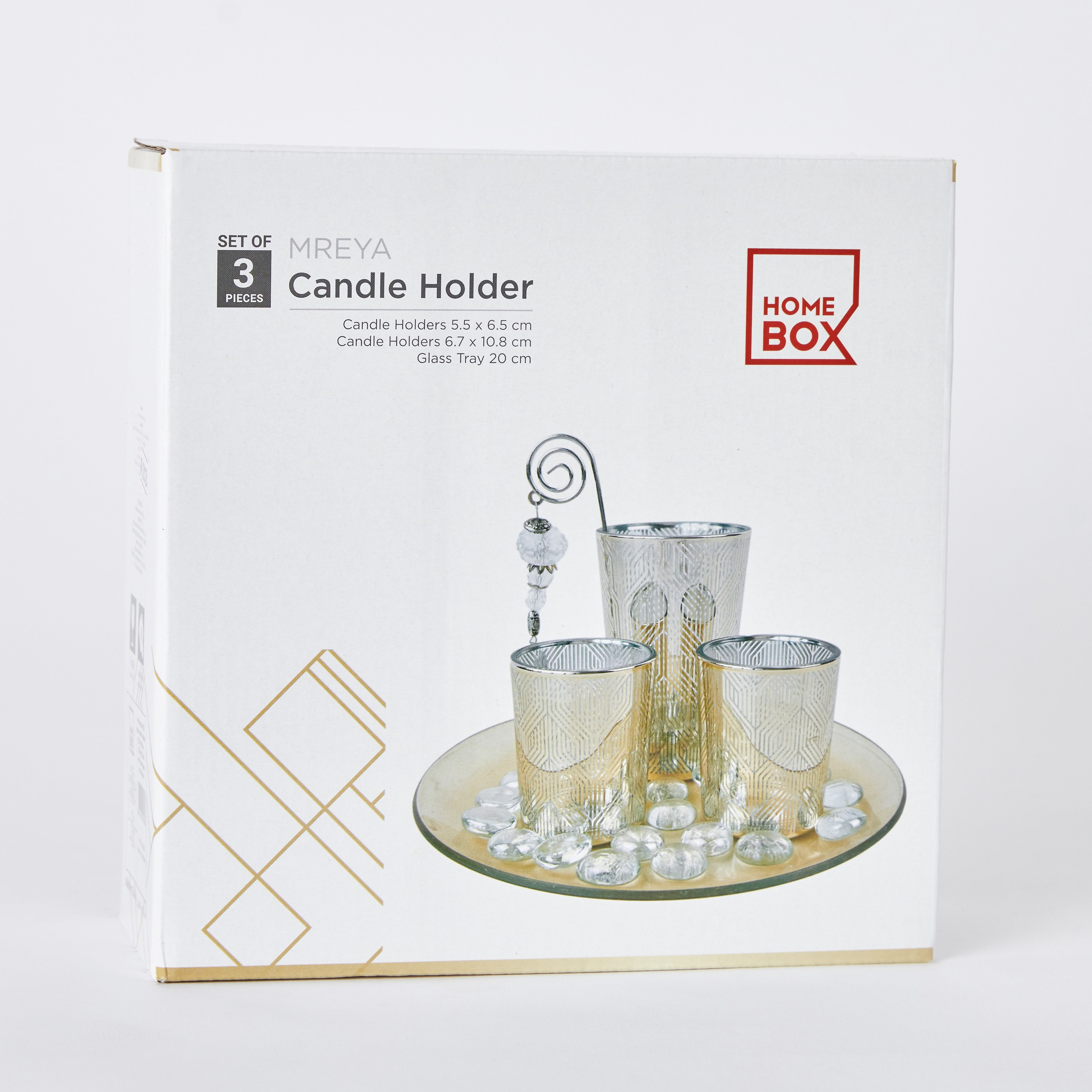 طقم حاملات شموع زجاجية 3 قطع مع صينية زجاجية مستديرة من ميريا-hbxlivingroom-decorandaccessories-candleholders-image-7