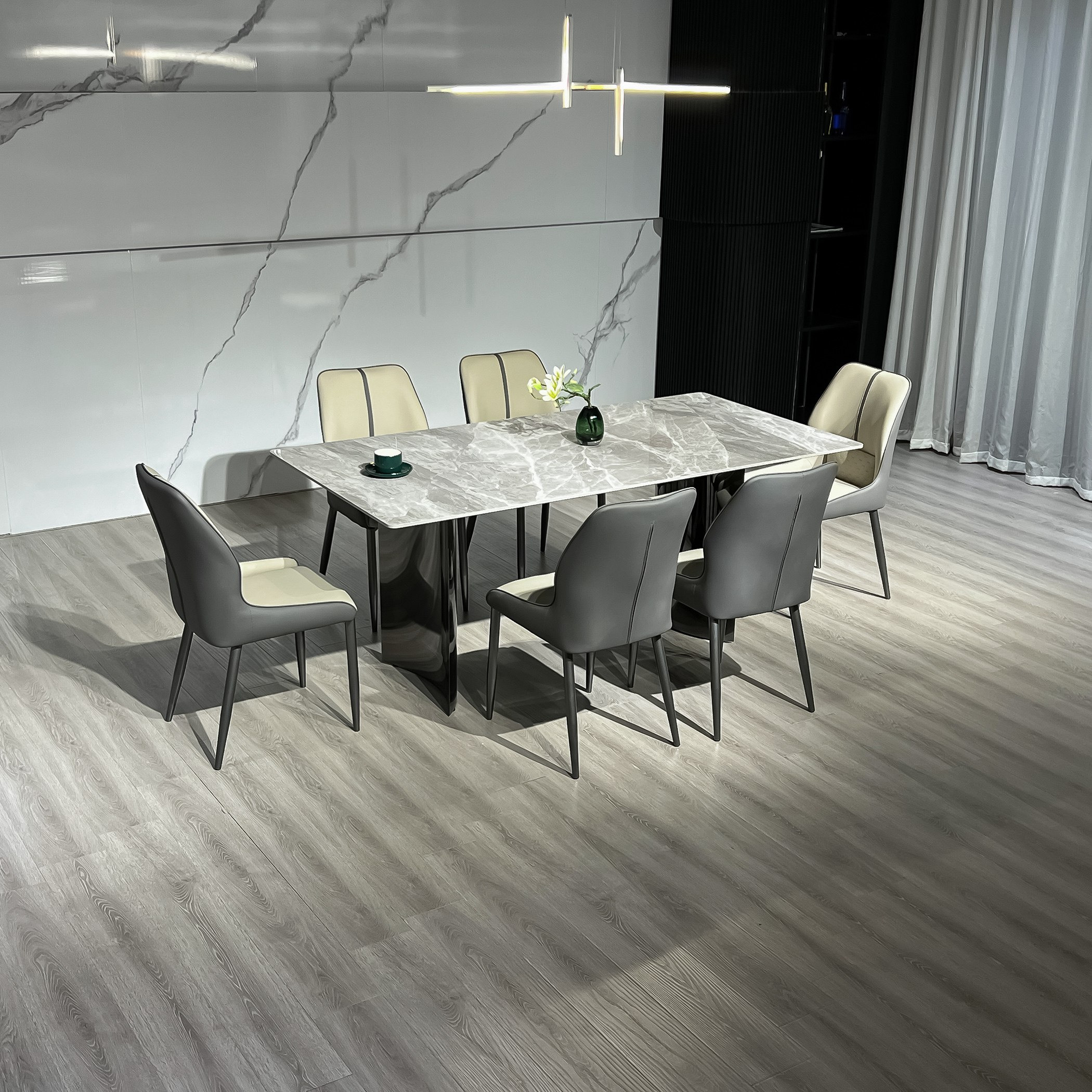 Titanium Sintered Stone Top 6-Seater Dining Table Set