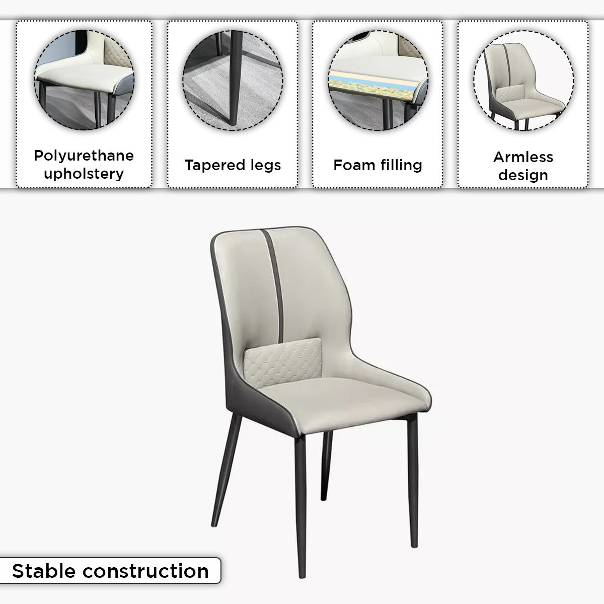 Titanium Sintered Stone Top 6-Seater Dining Table Set-hbxfurniture-diningtablesandsets-diningsets-sixseater-image-5