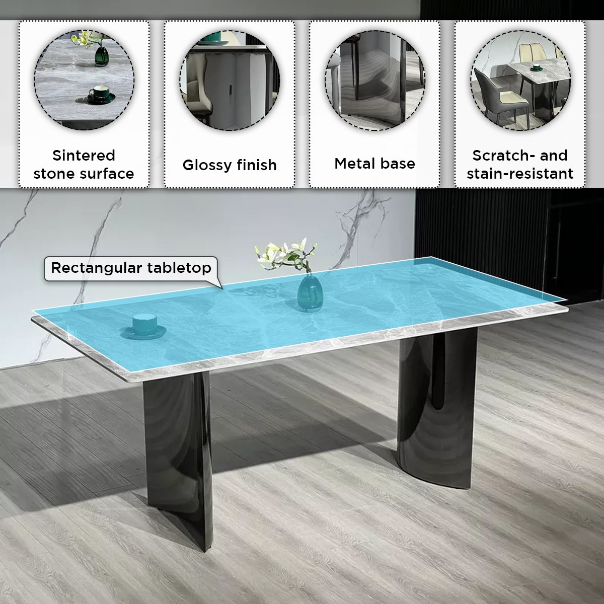 Titanium Sintered Stone Top 6-Seater Dining Table Set-hbxfurniture-diningtablesandsets-diningsets-sixseater-image-6