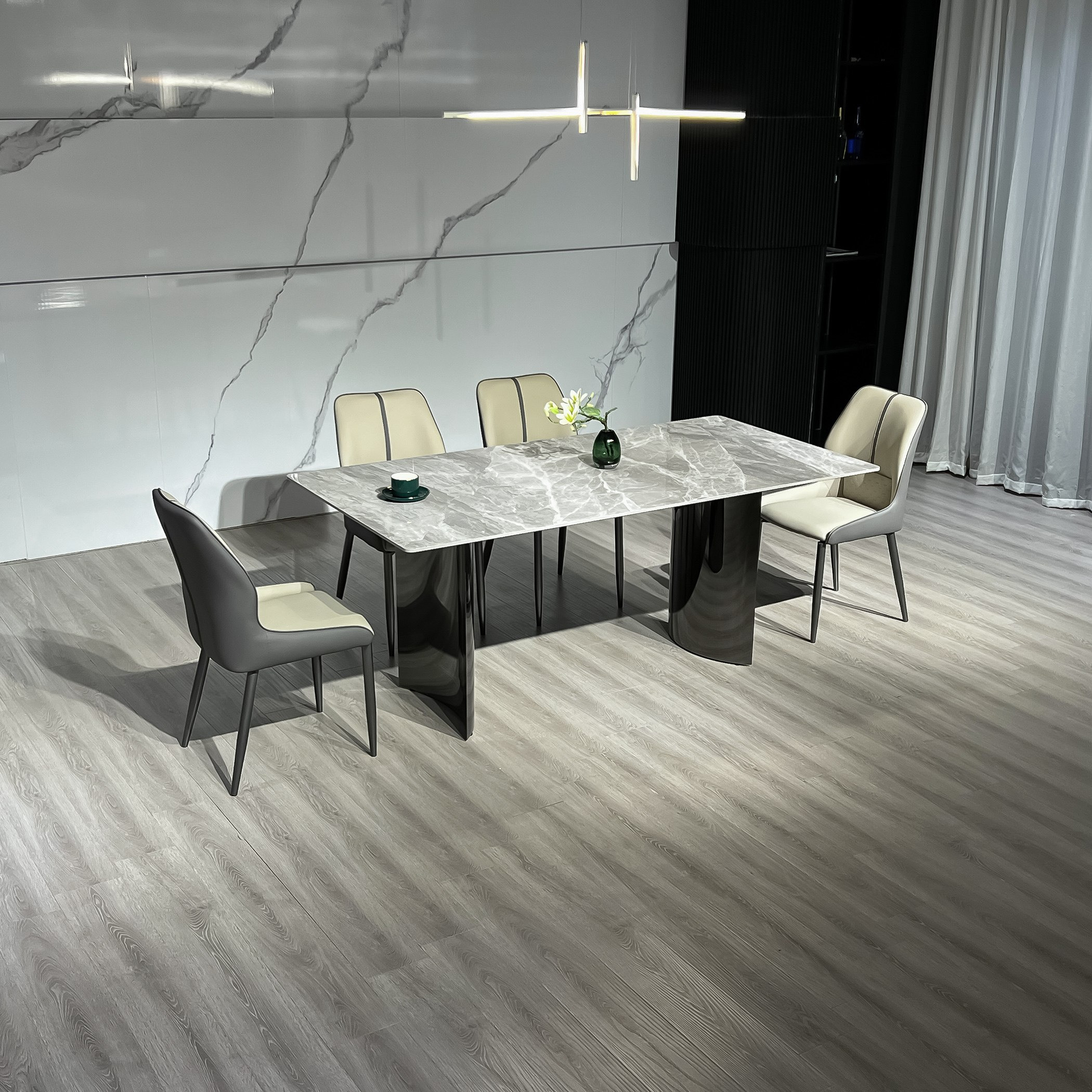 Titanium Sintered Stone Top 6-Seater Dining Table Set-hbxfurniture-diningtablesandsets-diningsets-sixseater-image-3