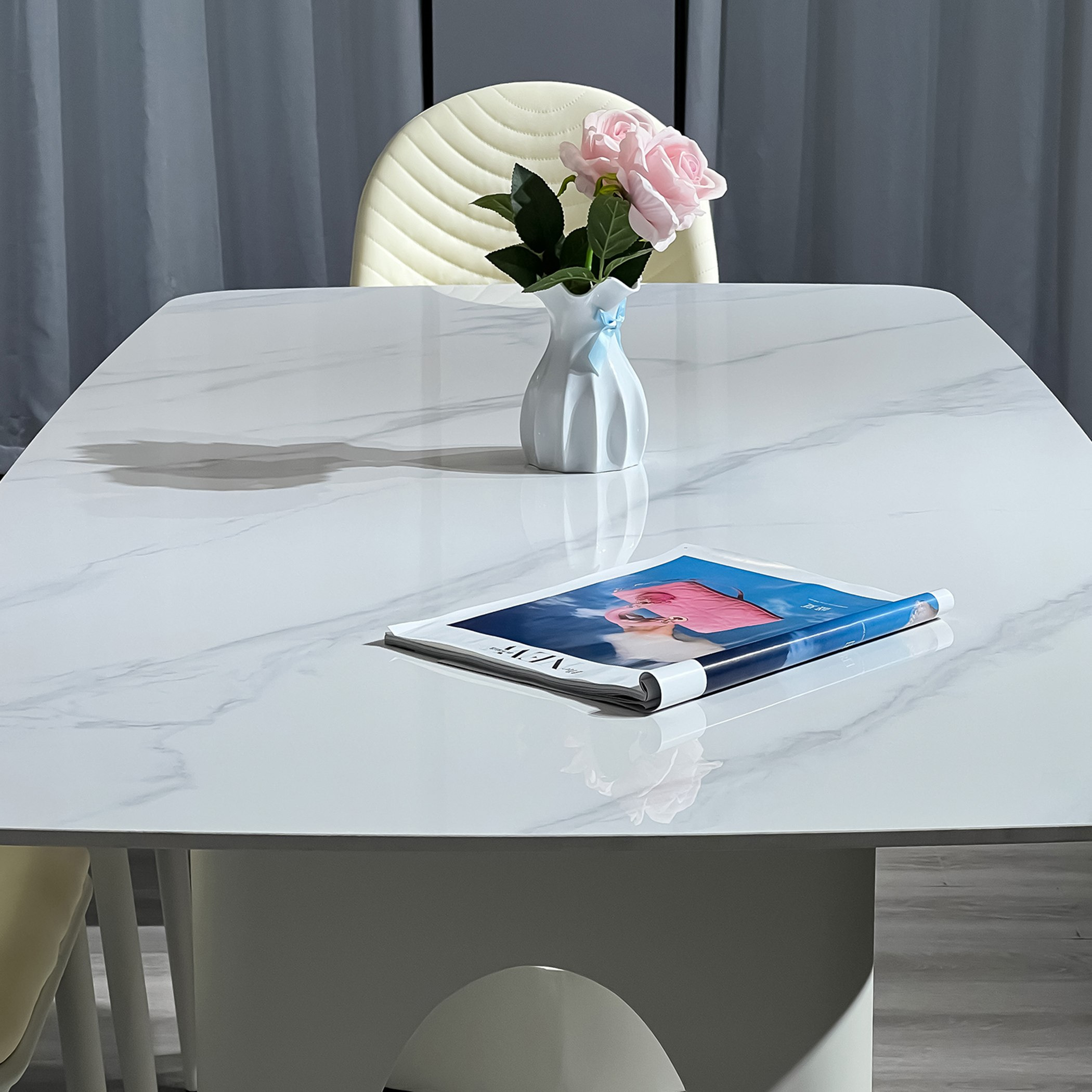 طقم طاولة سفرة من الحجر الملبد بـ6 مقاعد من بولاريس-hbxfurniture-diningtablesandsets-diningsets-sixseater-image-15