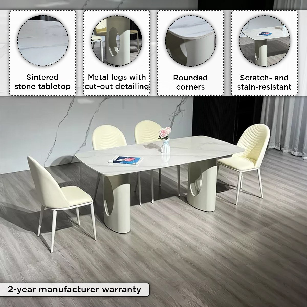 طقم طاولة سفرة من الحجر الملبد بـ6 مقاعد من بولاريس-hbxfurniture-diningtablesandsets-diningsets-sixseater-image-4