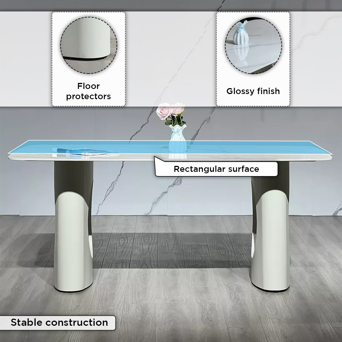 طقم طاولة سفرة من الحجر الملبد بـ6 مقاعد من بولاريس-hbxfurniture-diningtablesandsets-diningsets-sixseater-image-5