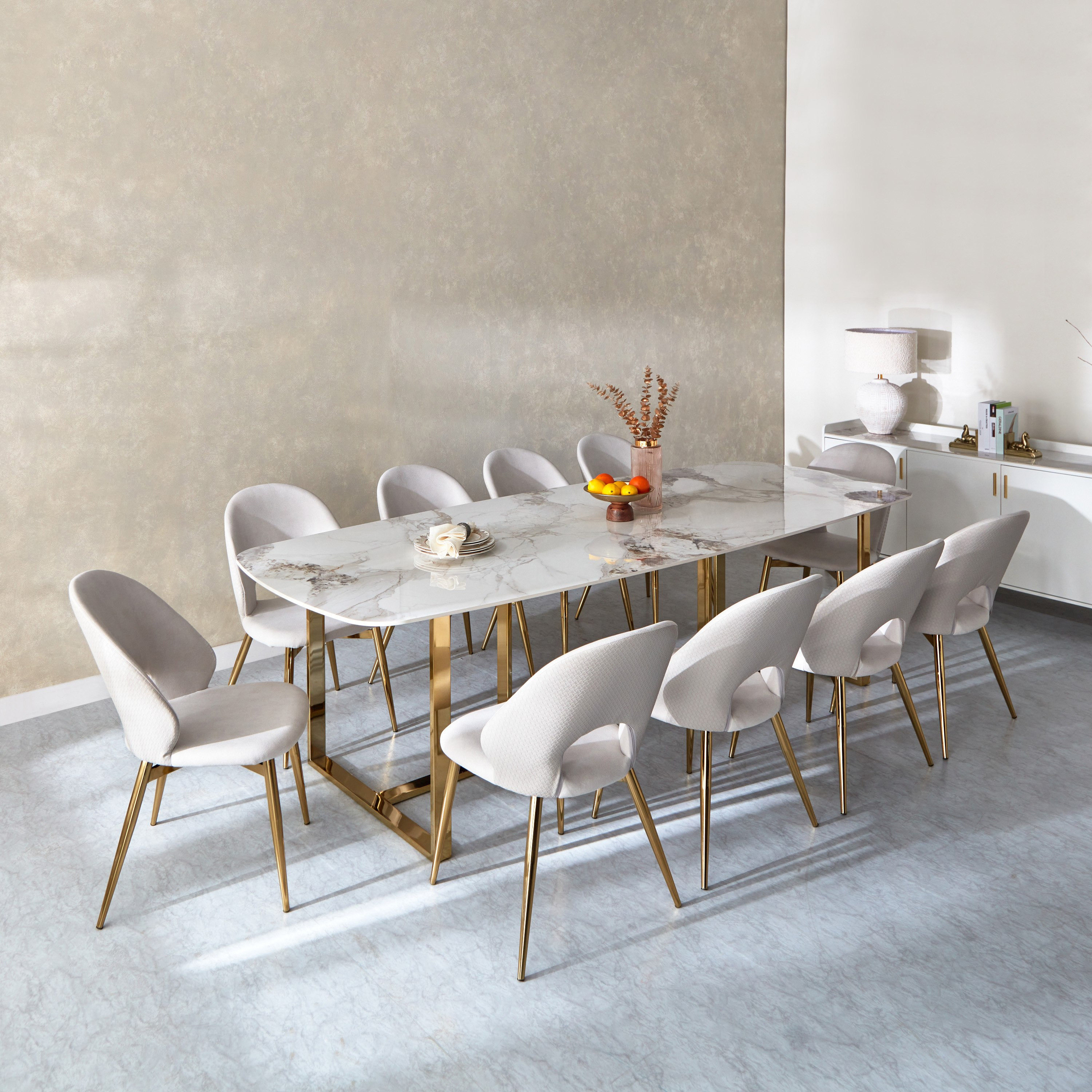طقم سفرة بـ10 مقاعد وسطح من الحجر الملبد من بيرل-hbxfurniture-diningroom-diningsets-tenseater-image-1