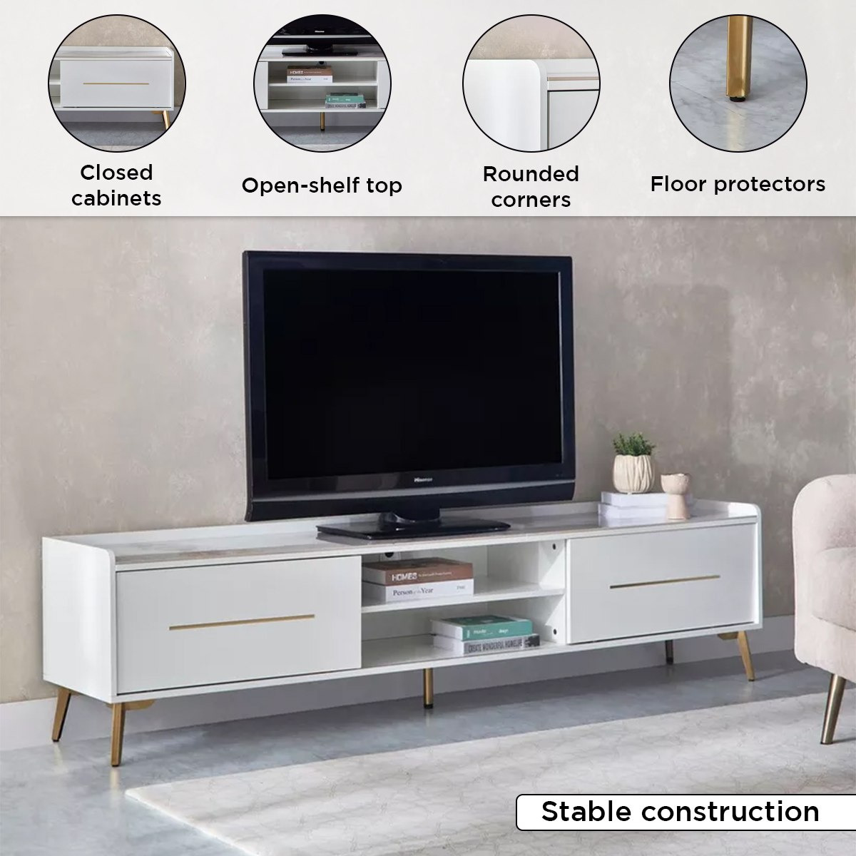 Pearl 2 Metre Sintered Stone TV Unit for TVs up to 80 inches-hbxlivingroom-mediaunitsandstorage-tvunits-image-5