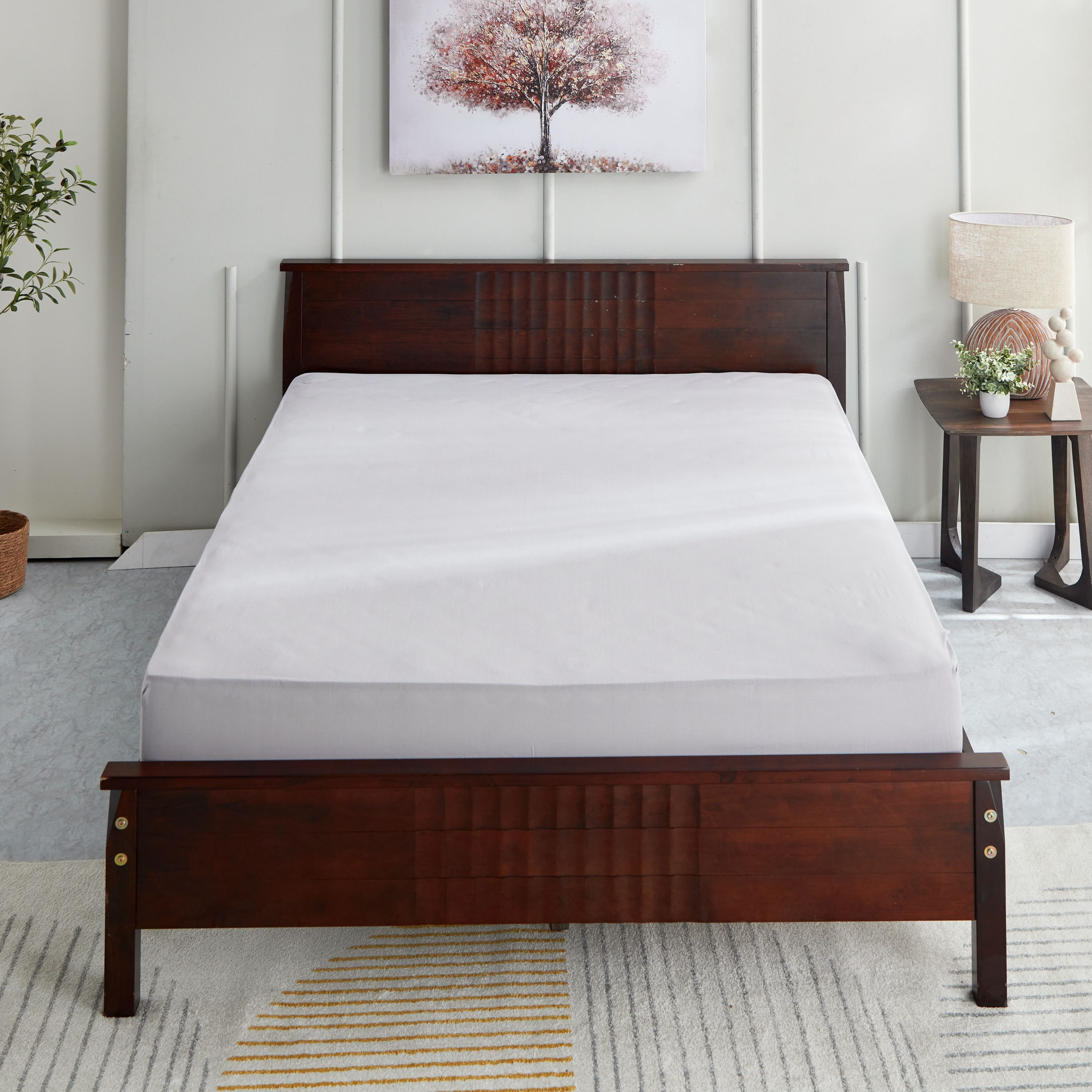 شرشف مطاطي مزدوج بولي قطن من بريستول - 140x200+25 سم-hbxhomeware-hbxbedroom-image-3