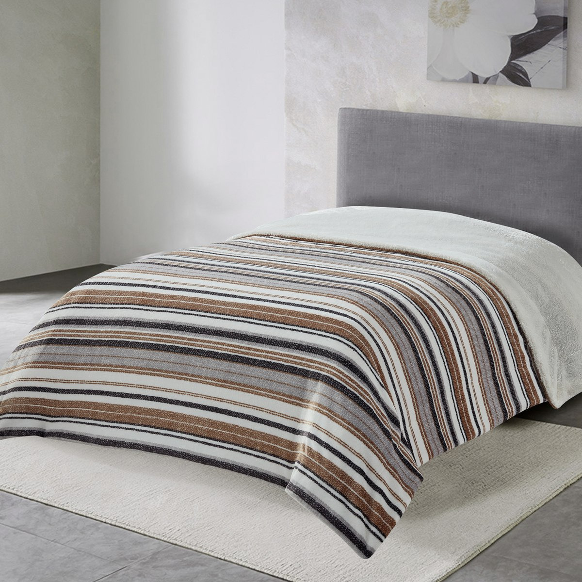 بطانية فلانيل شيربا كوين بطبعات فانيا من براكستون - 200x220 سم-hbxhomeware-hbxbedroom-image-1