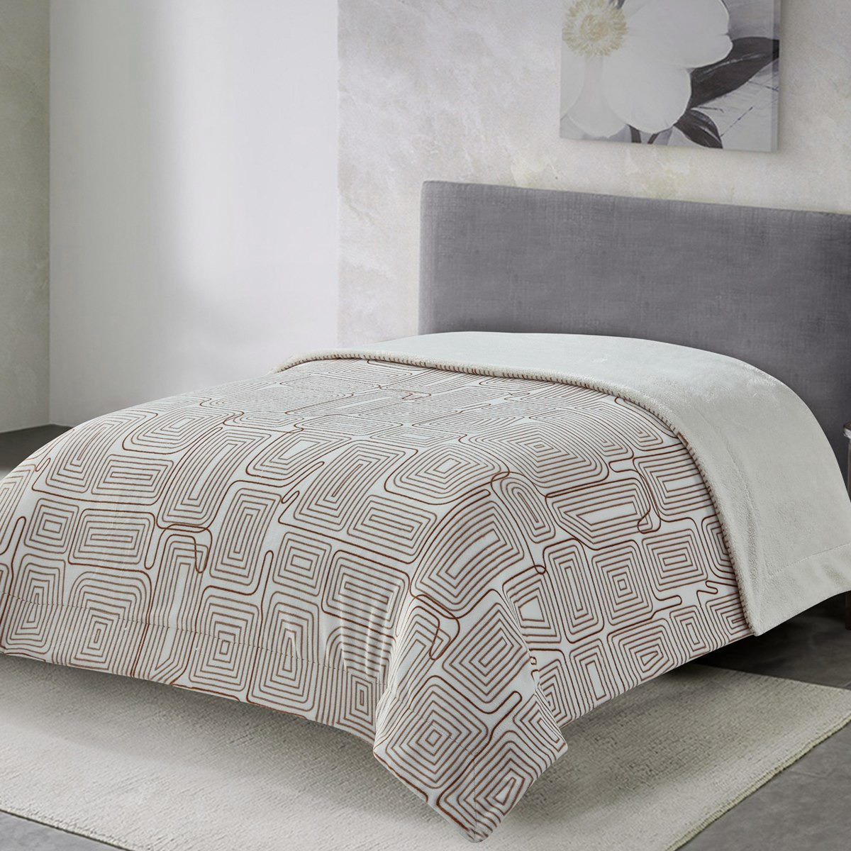 بطانية فلانيل شيربا توين بطبعات فينيسا من براكستون - 150x200 سم-hbxhomeware-hbxbedroom-image-1