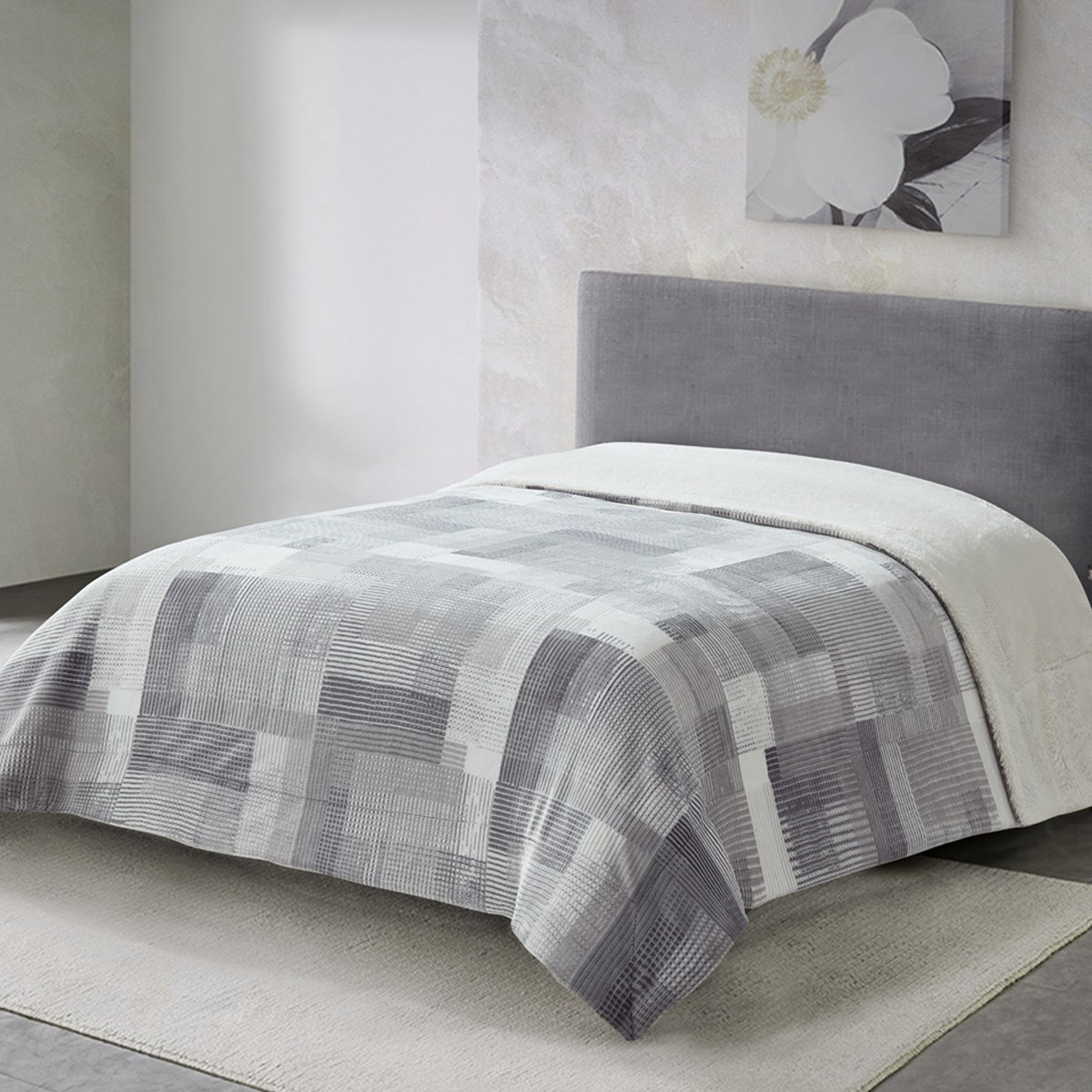 بطانية فلانيل شيربا كوين بطبعات دينزي من براكستون - 200x220 سم-hbxhomeware-hbxbedroom-image-1