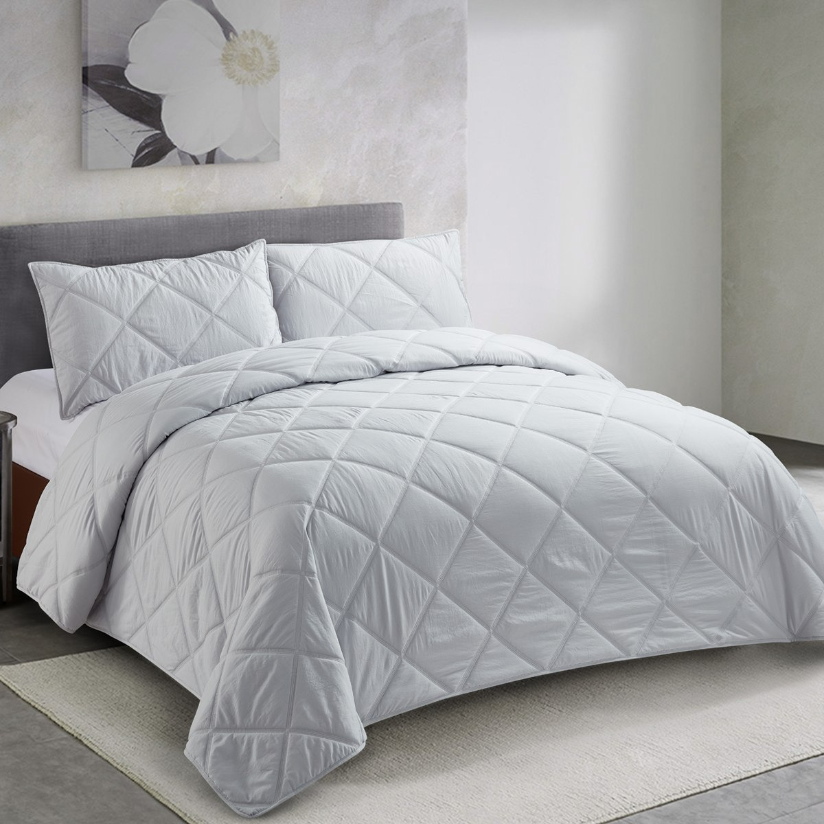 طقم مفرش سرير لحاف ميكرو مغسول مسبقًا كينج 3 قطع من لكزس نيوباتر - 230x250 سم-hbxdecorandfurnishings-bedding-bedspreadsandquilts-image-1