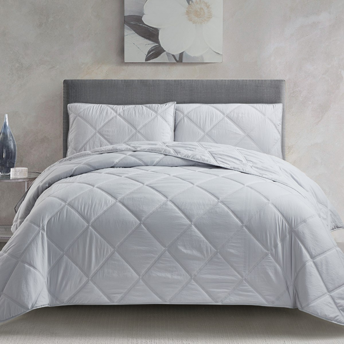 طقم مفرش سرير لحاف ميكرو مغسول مسبقًا كينج 3 قطع من لكزس نيوباتر - 230x250 سم-hbxdecorandfurnishings-bedding-bedspreadsandquilts-image-2