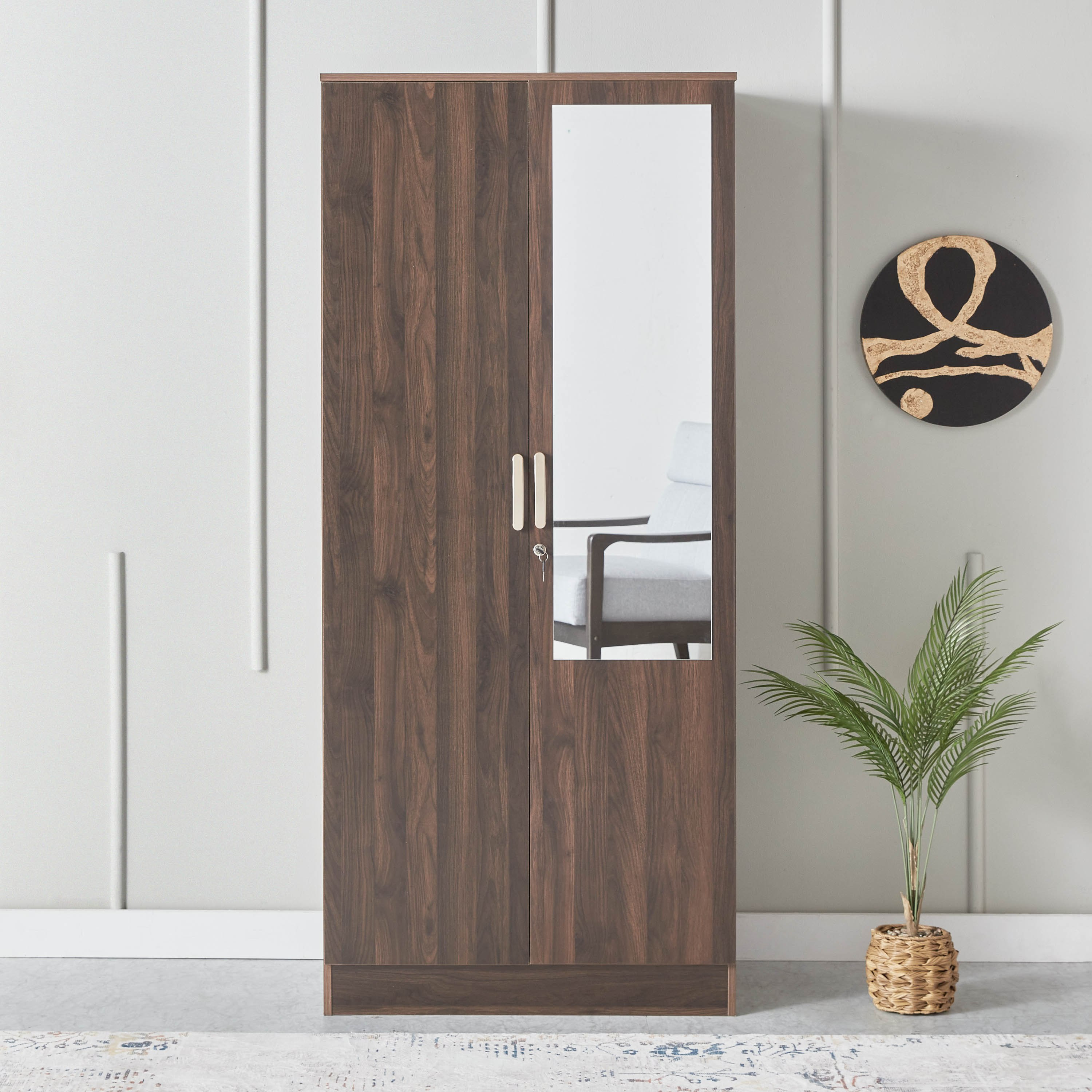 خزانة ملابس 2 باب قابلة للقفل بدرج ومرآة - كيبو من موڤو-hbxfurniture-wardrobes-image-2