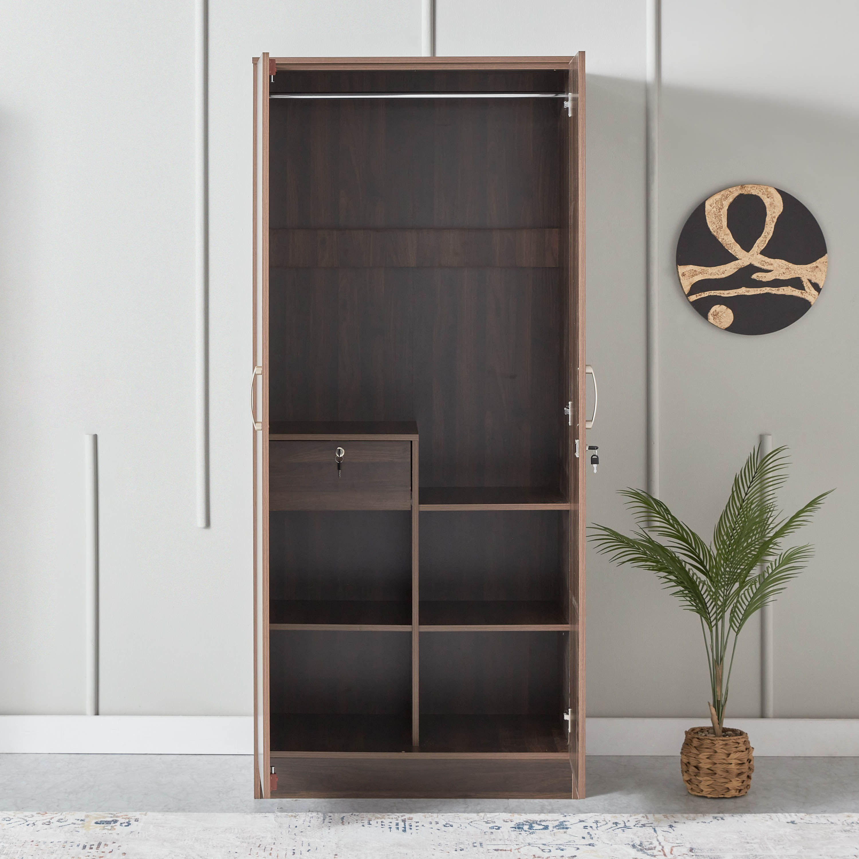 خزانة ملابس 2 باب قابلة للقفل بدرج ومرآة - كيبو من موڤو-hbxfurniture-wardrobes-image-4