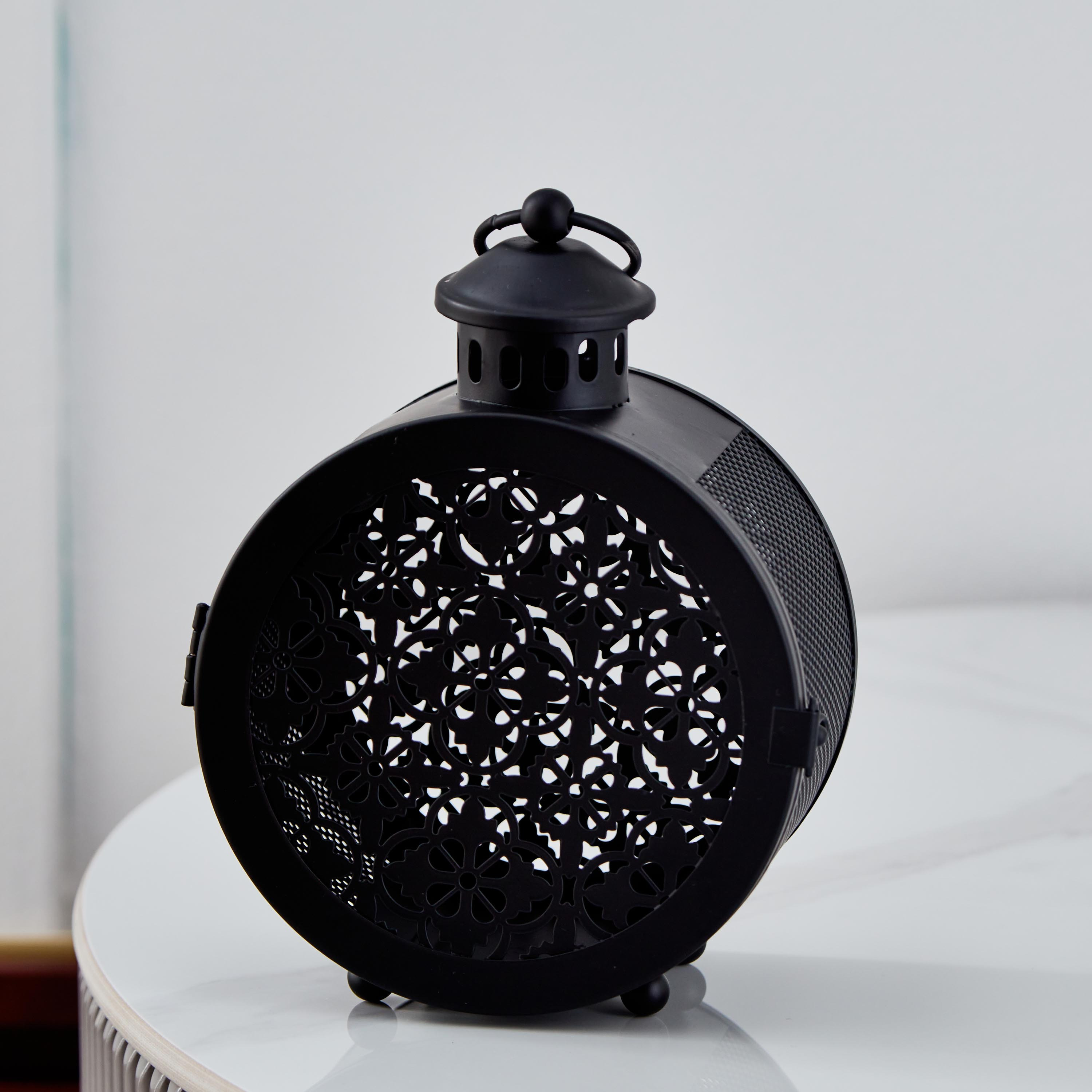 Aurora Metal Round Cutout Lantern - 14x8x19 cm-hbxdecorandfurnishings-homeaccessories-lanterns-image-1