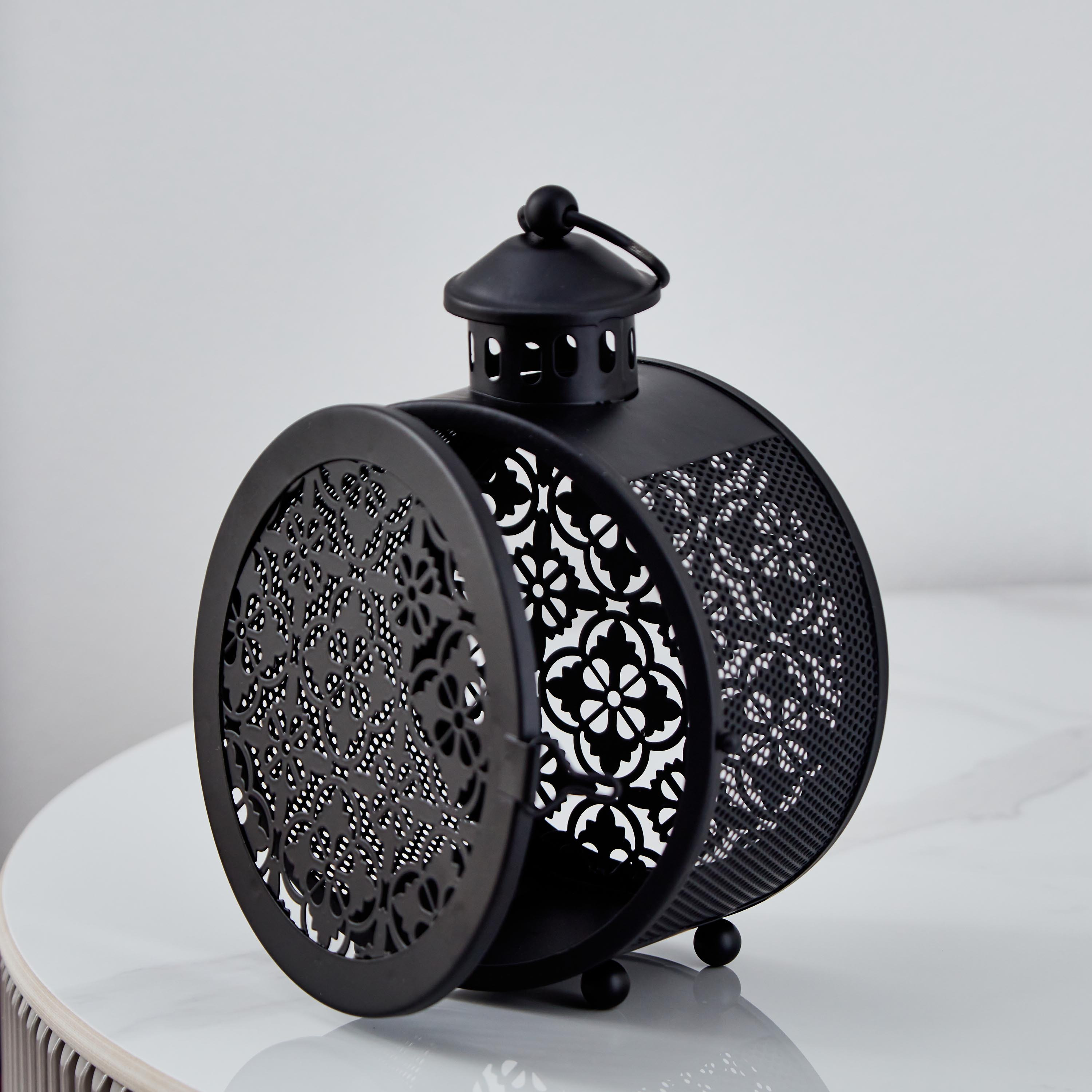 Aurora Metal Round Cutout Lantern - 14x8x19 cm-hbxdecorandfurnishings-homeaccessories-lanterns-image-3