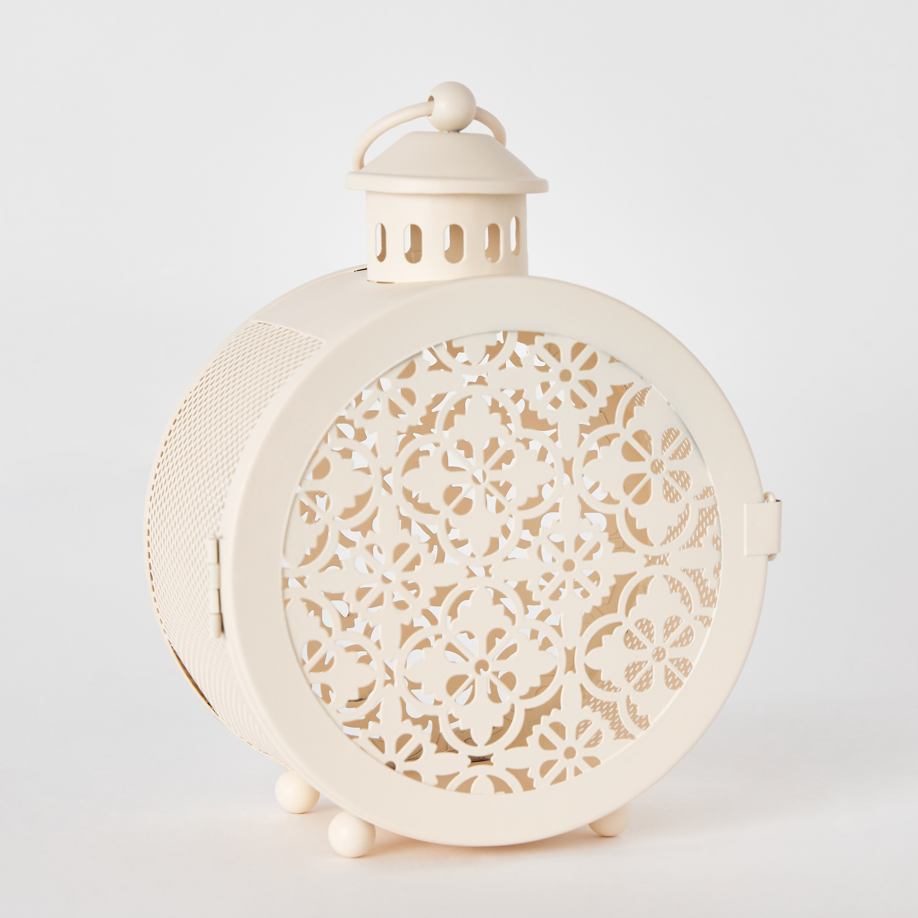 فانوس معدن مستدير مفرغ من أورورا - 14x8x19 سم-hbxdecorandfurnishings-homeaccessories-lanterns-image-6