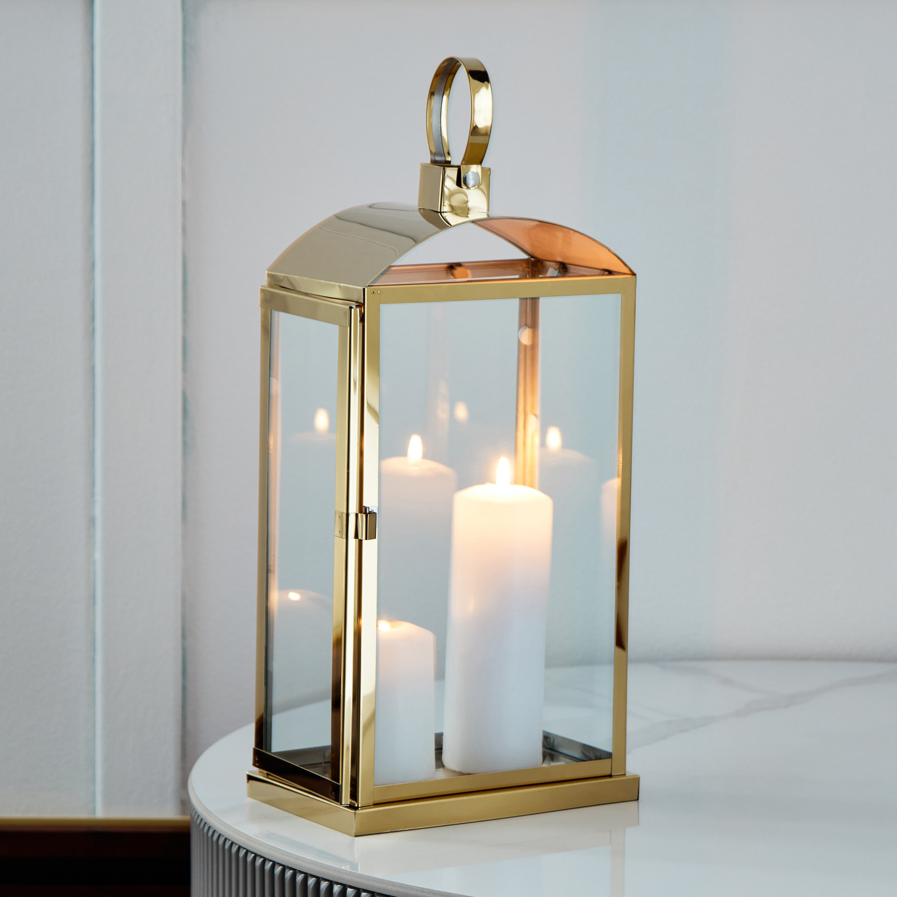 فانوس معدن وزجاج بمقبض من أورورا - 20.5x13x38.5 سم-hbxdecorandfurnishings-homeaccessories-lanterns-image-2