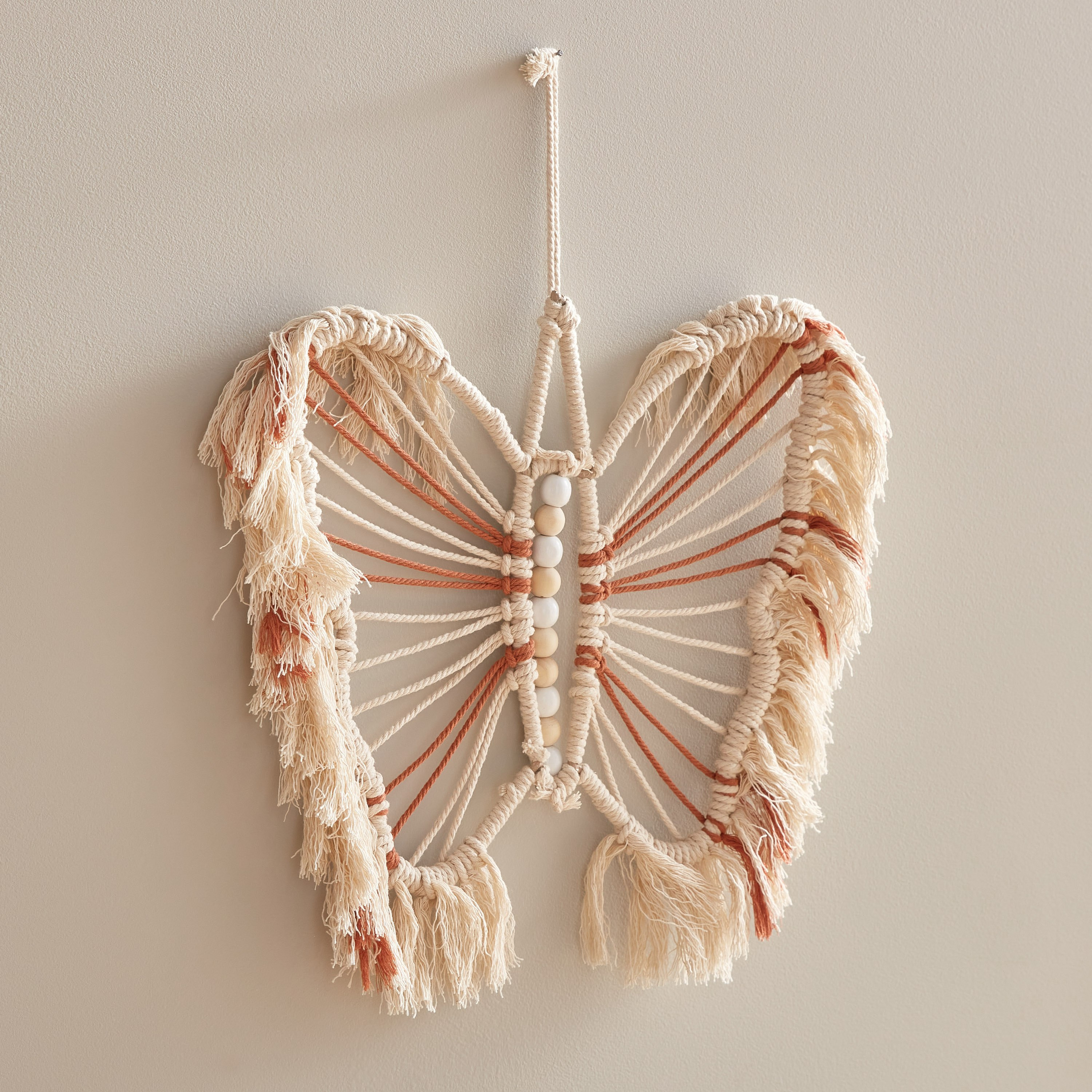 Rotana Wire Butterfly Hanger with Wooden Beads - 31x31 cm-hbxlivingroom-walldecor-wallart-image-1