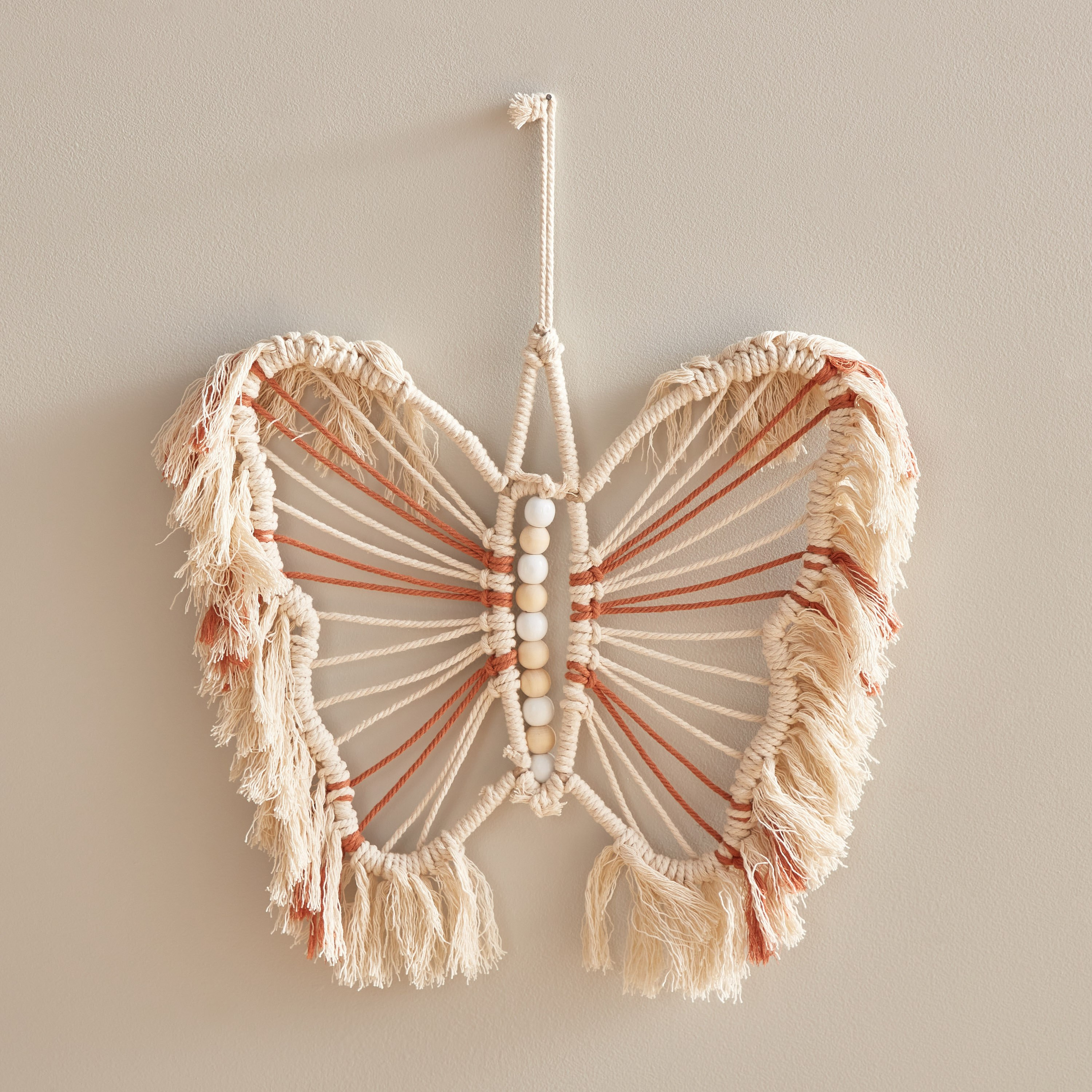 Rotana Wire Butterfly Hanger with Wooden Beads - 31x31 cm-hbxlivingroom-walldecor-wallart-image-2